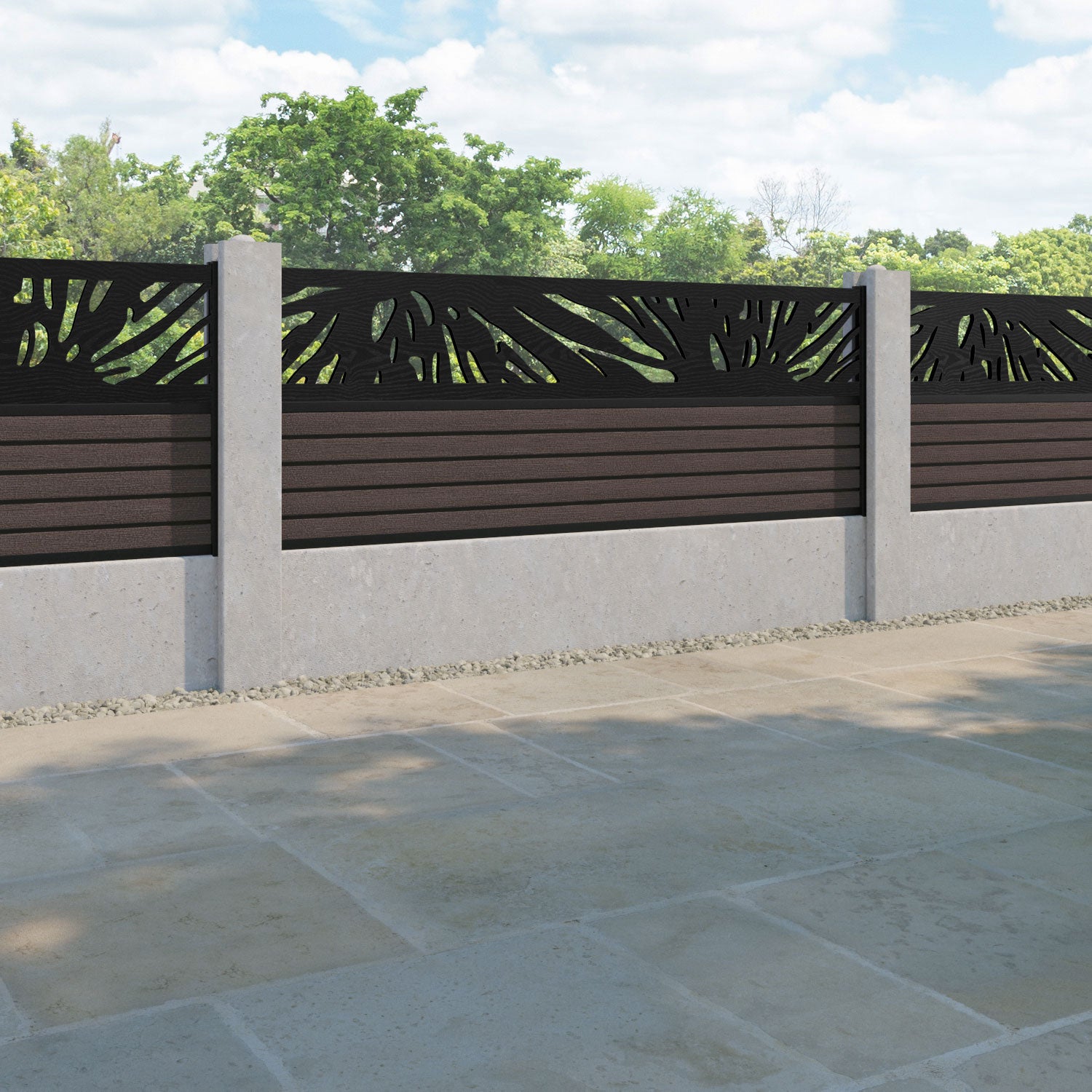 Hudson Poppy Fence Panel - Mid Brown - for existing concrete posts