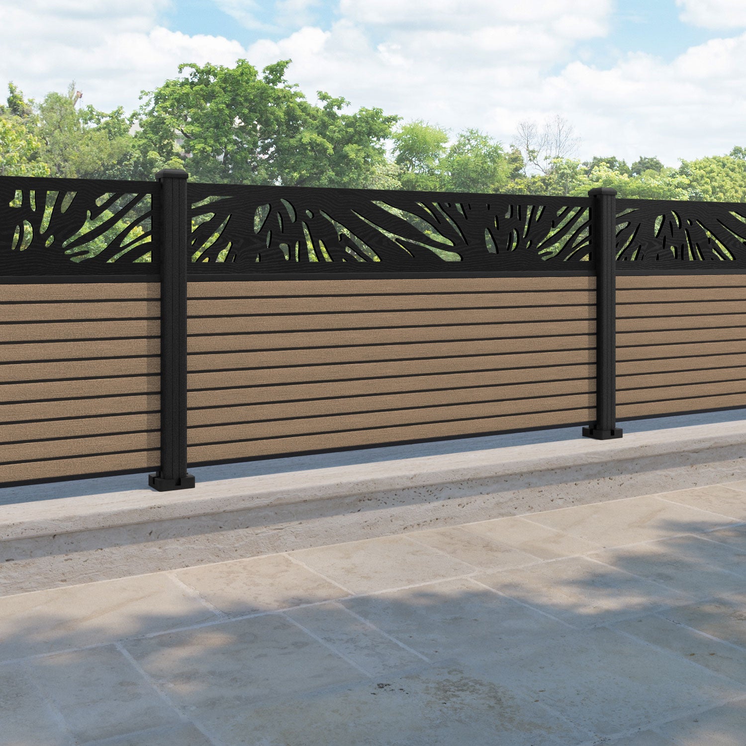 Hudson Poppy Fence Panel - Teak - with our composite posts