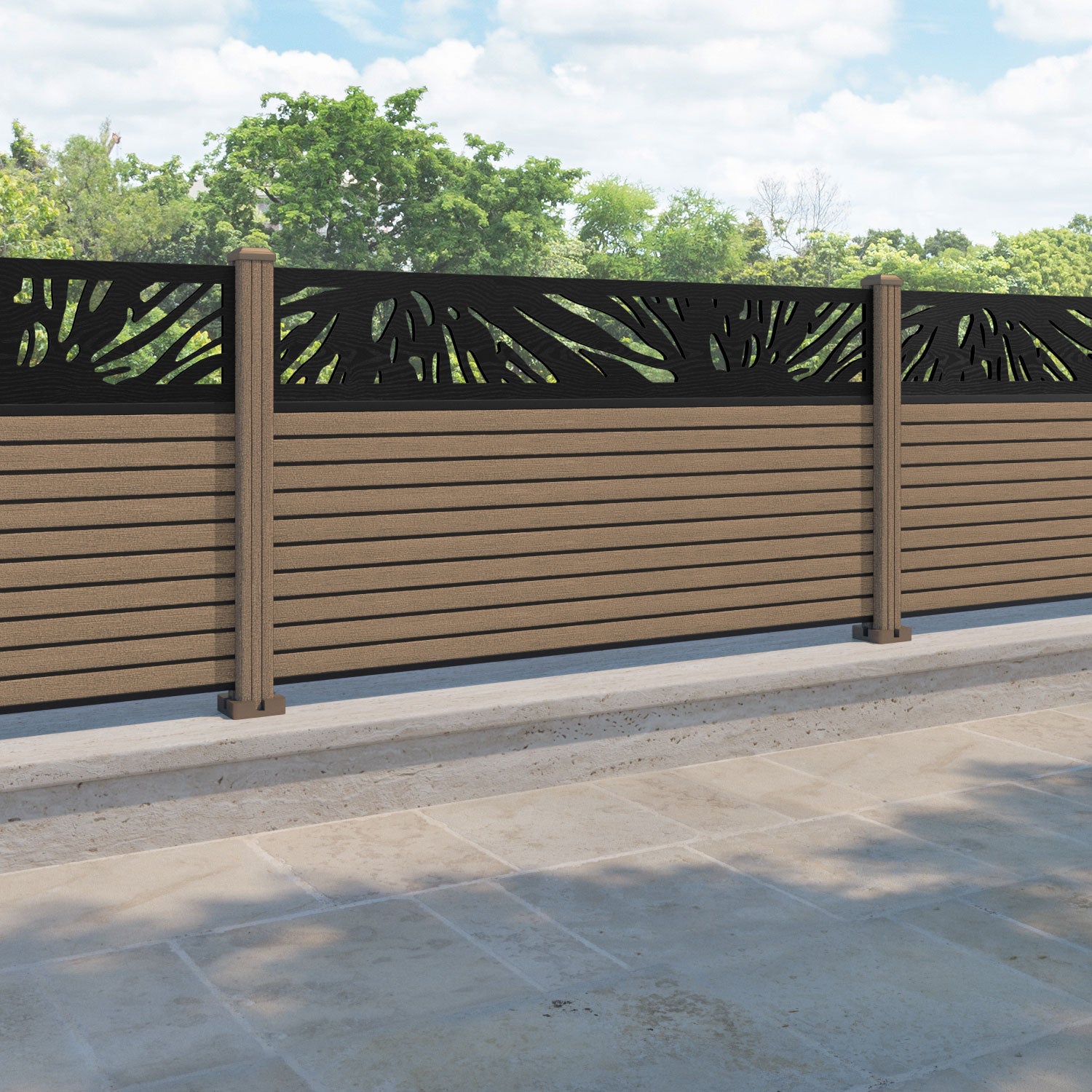 Hudson Poppy Fence Panel - Teak - with our composite posts