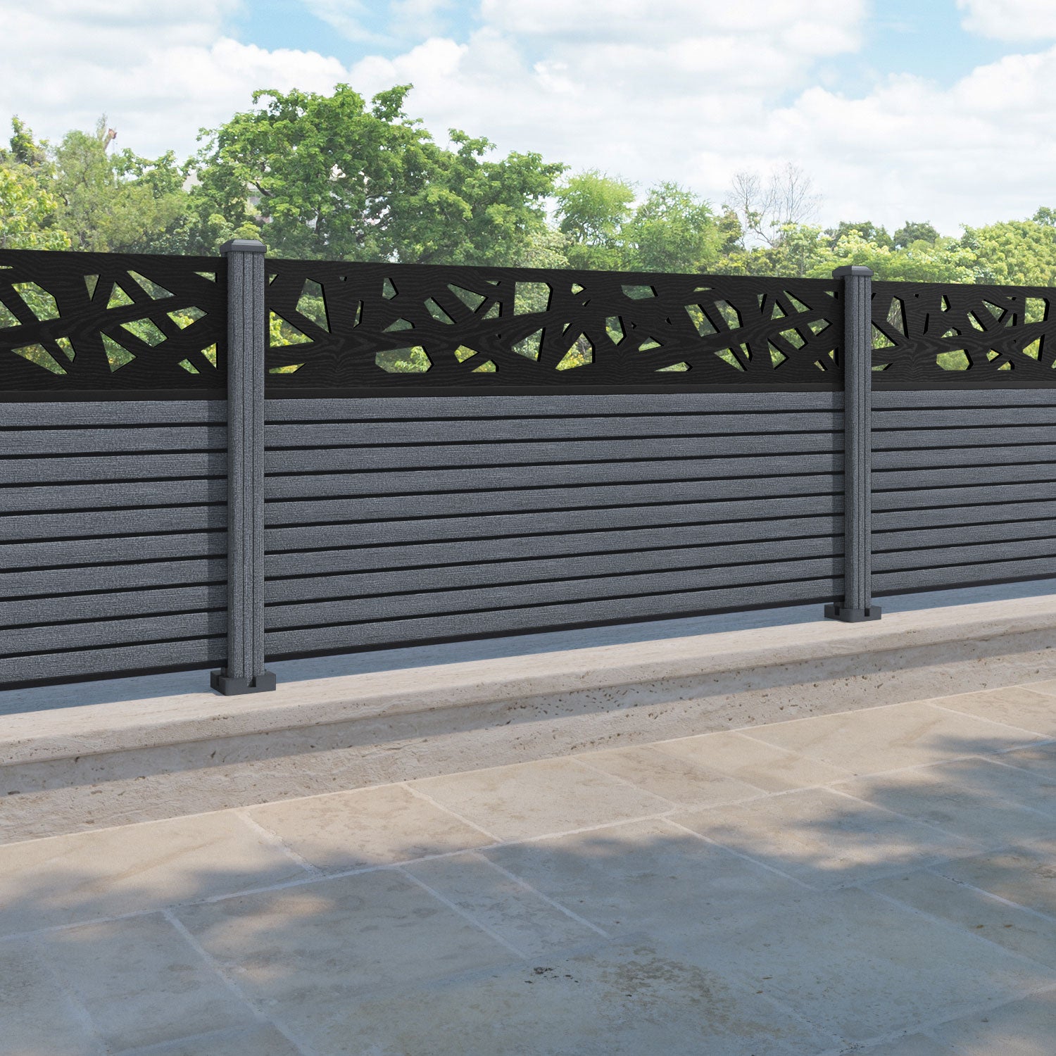 Hudson Prism Fence Panel - Anthracite - with our composite posts
