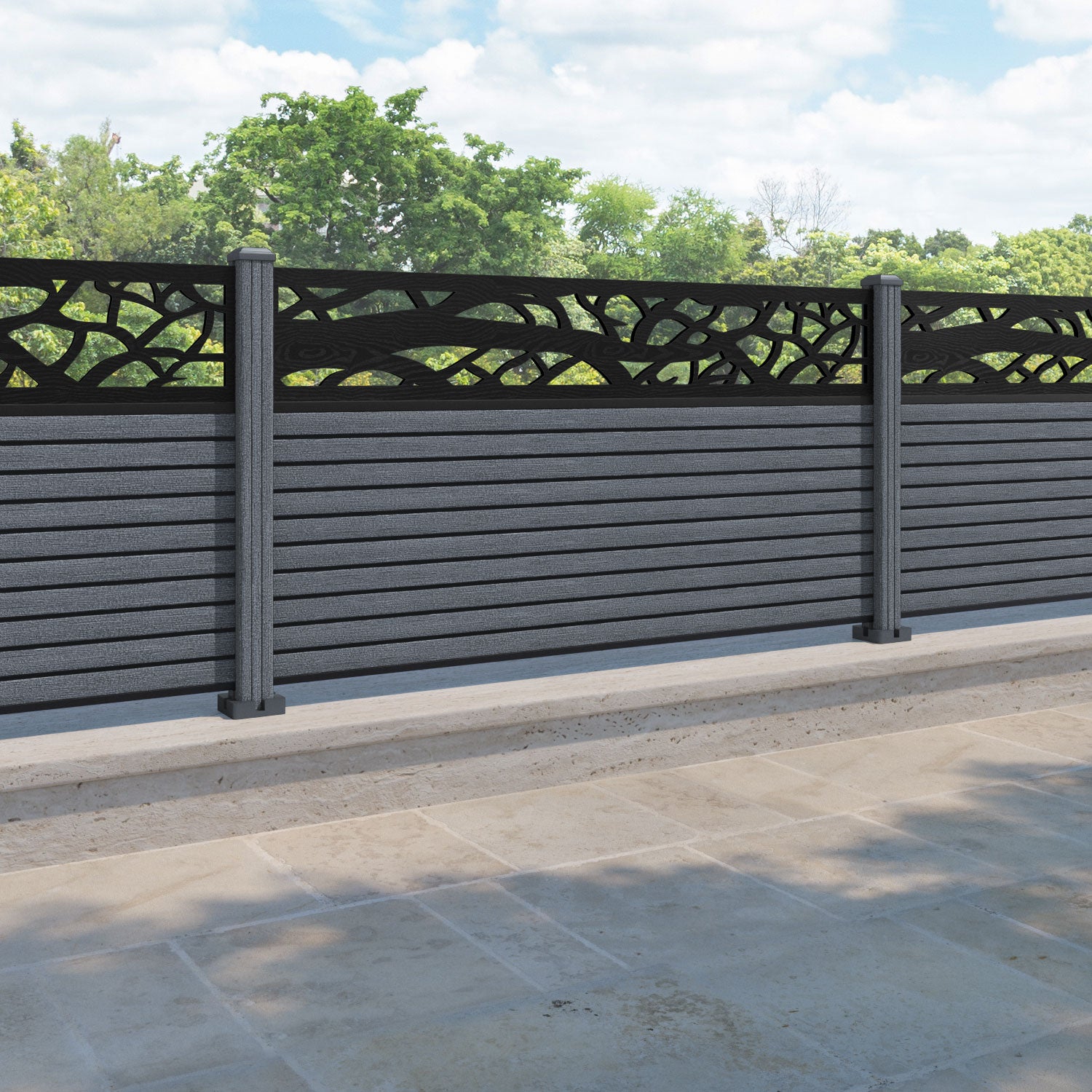 Hudson Twilight Fence Panel - Anthracite - with our composite posts