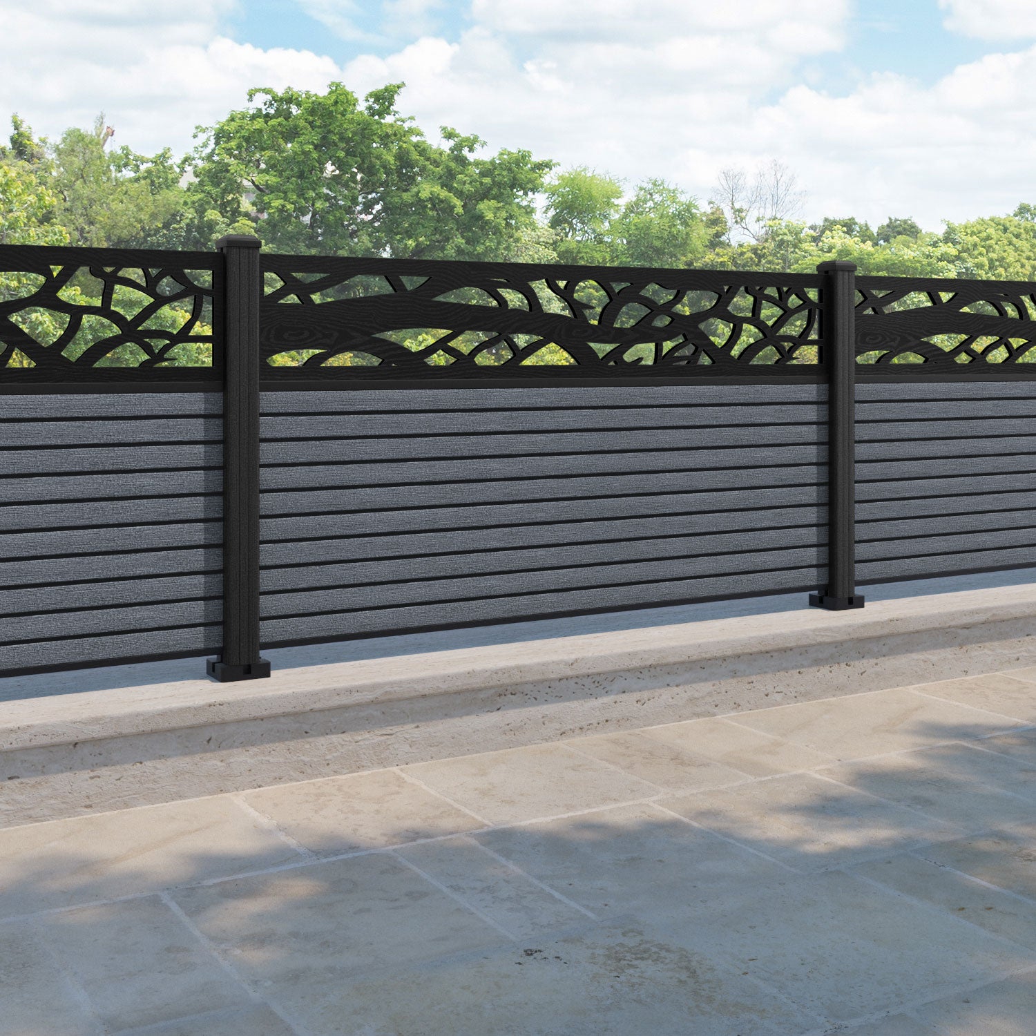 Hudson Twilight Fence Panel - Anthracite - with our composite posts