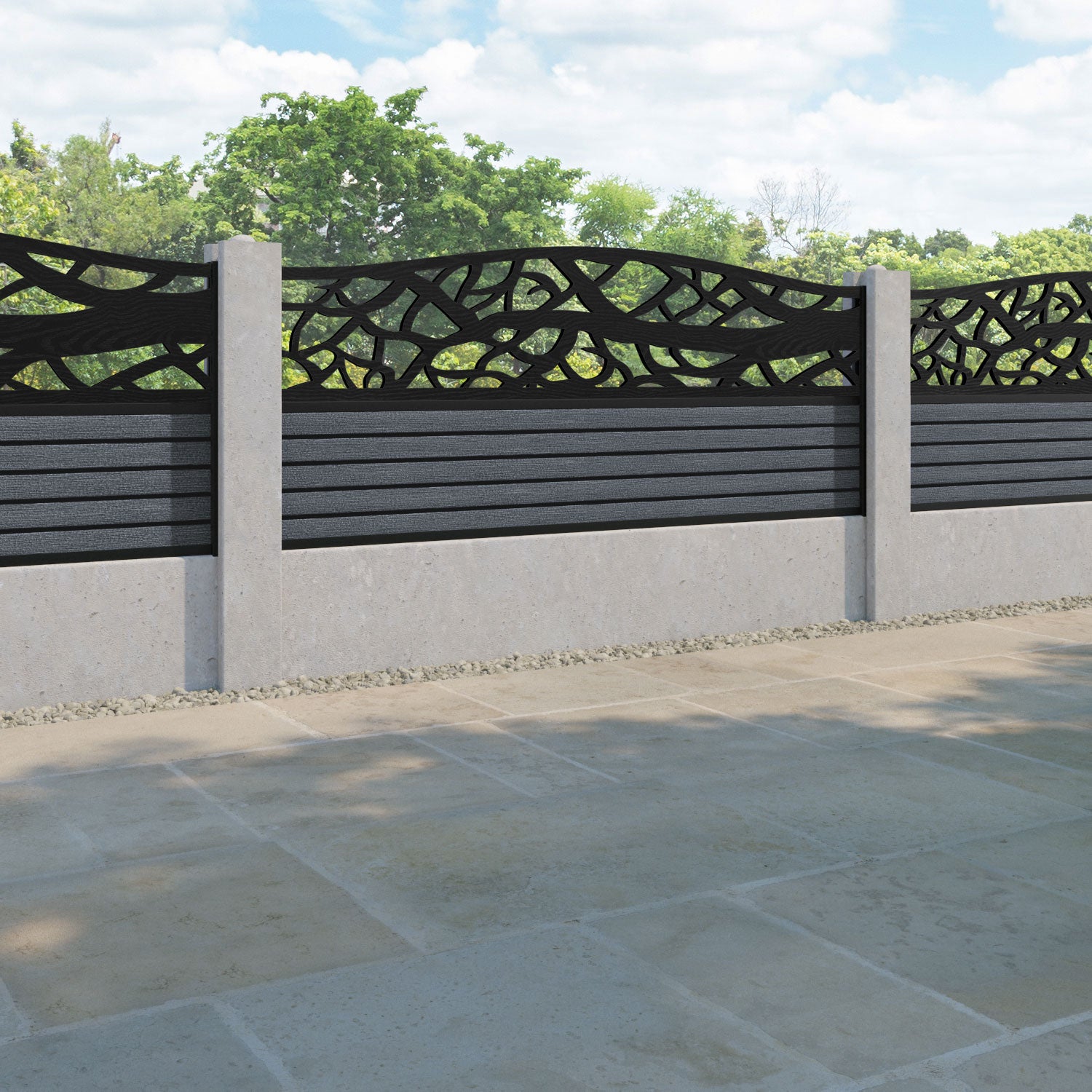 Hudson Twilight Curved Top Fence Panel - Anthracite - for existing concrete posts