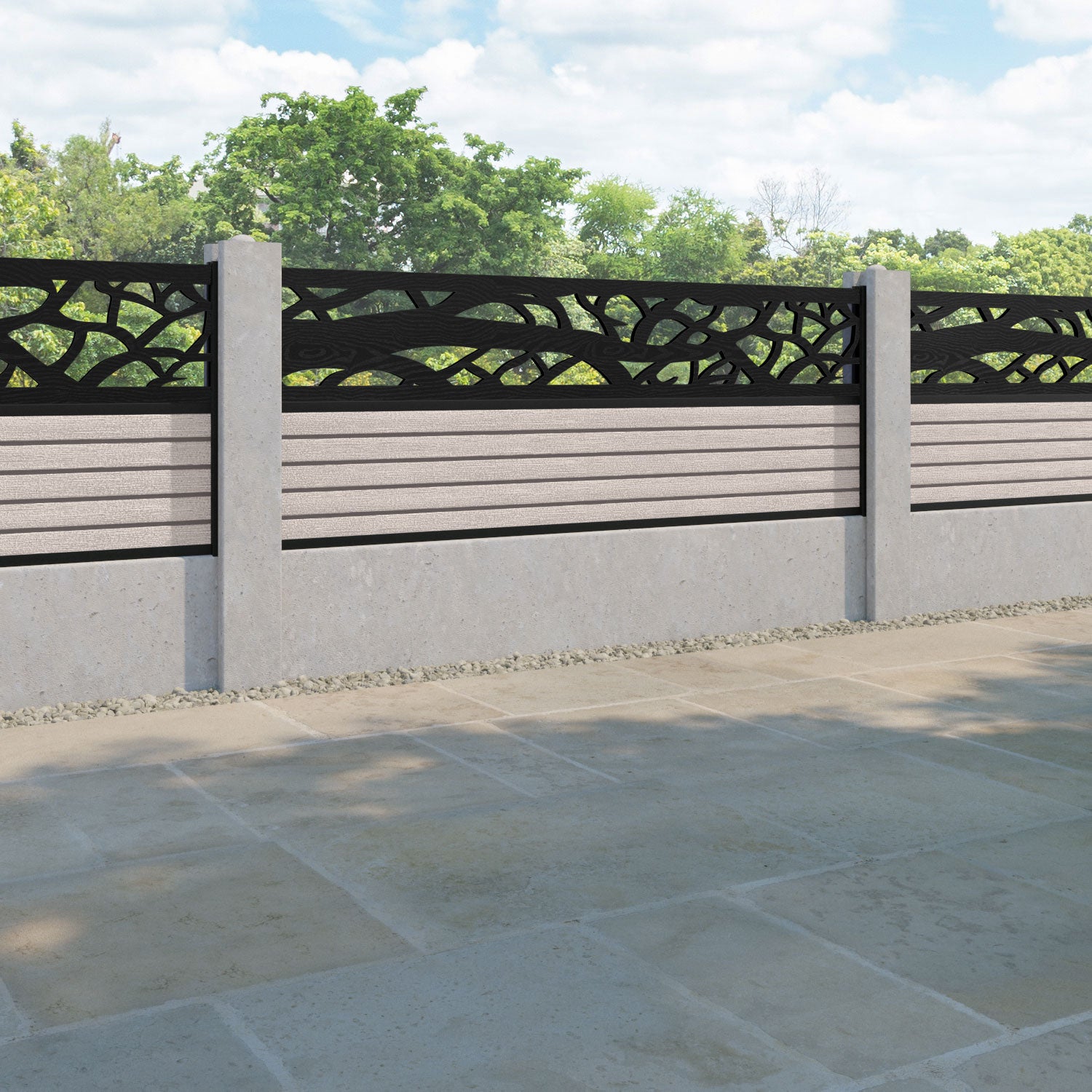 Hudson Twilight Fence Panel - Mid Stone - for existing concrete posts