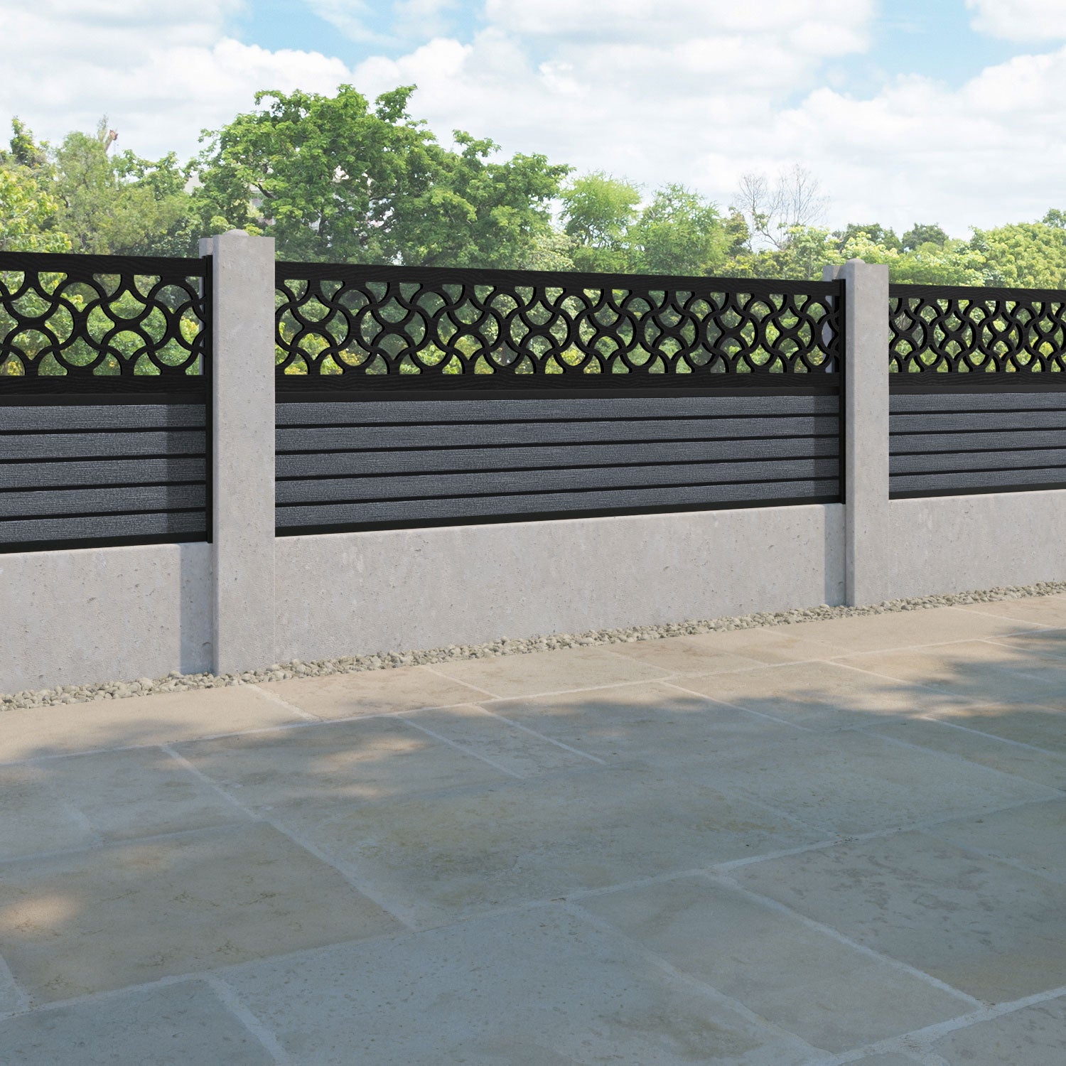 Hudson Vida Fence Panel - Anthracite - for existing concrete posts