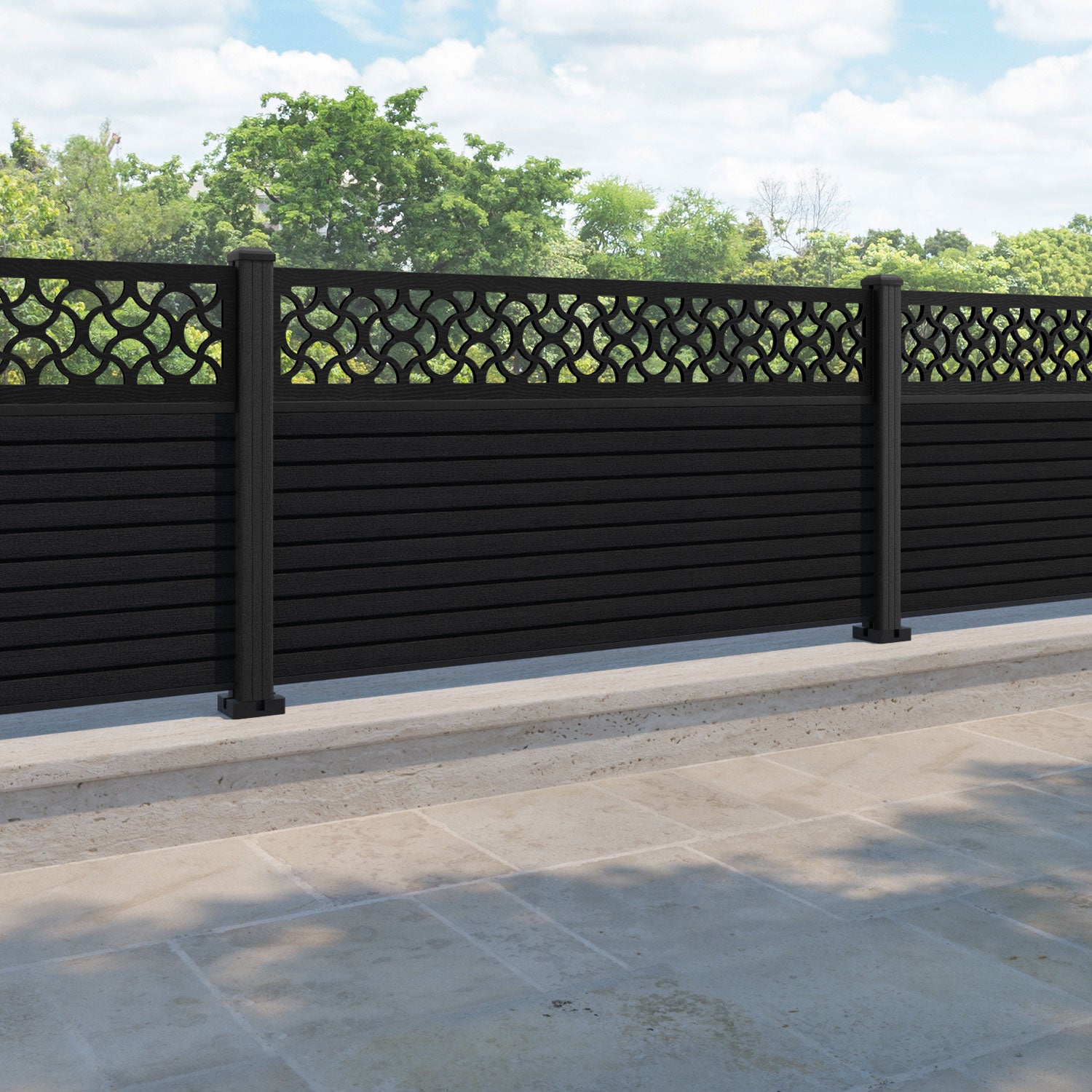 Hudson Vida Fence Panel - Black - with our composite posts