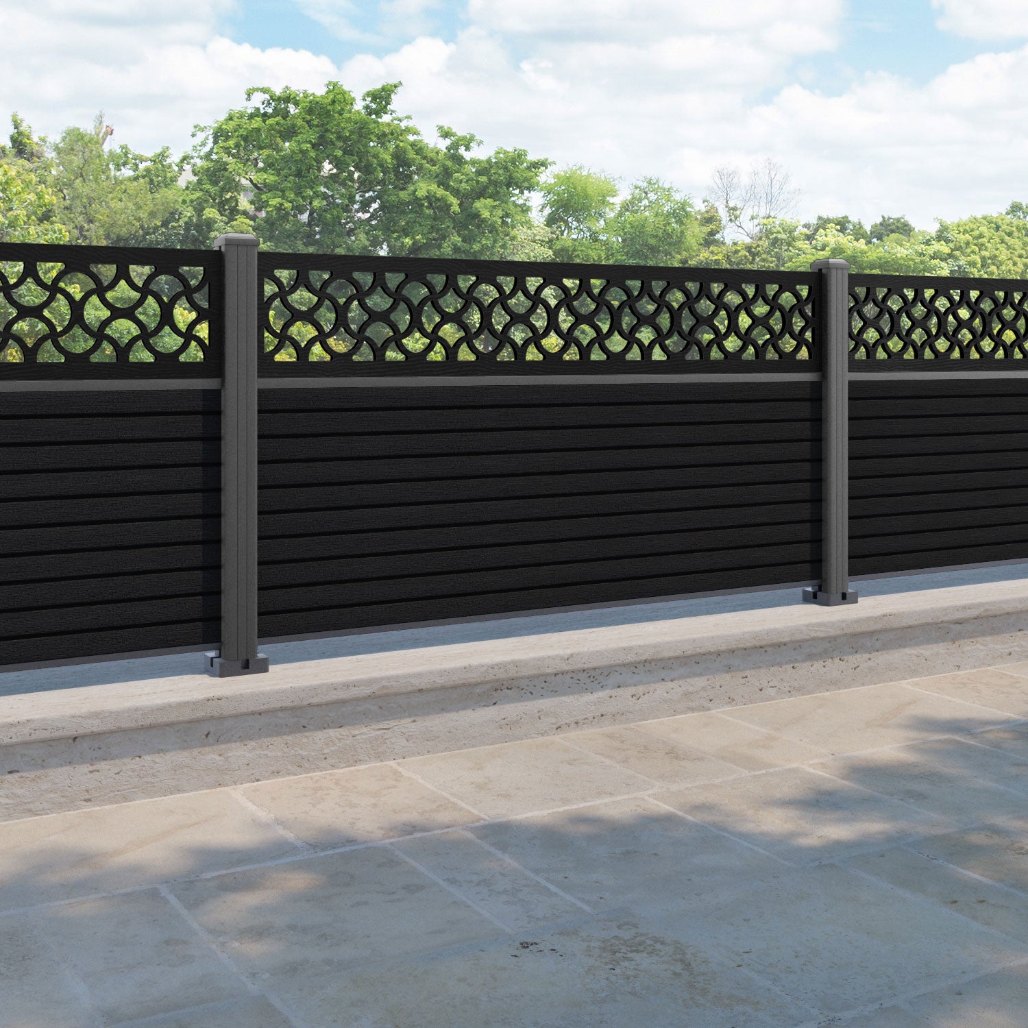 Hudson Vida Fence Panel - Black - with our aluminium posts