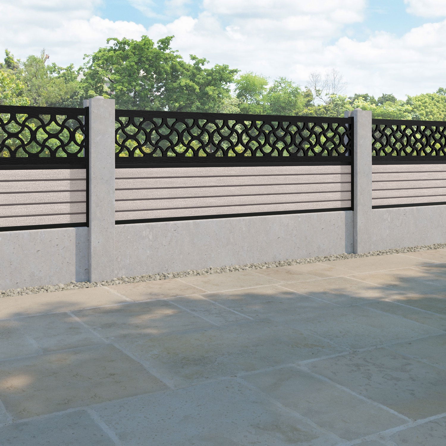 Hudson Vida Fence Panel - Mid Stone - for existing concrete posts