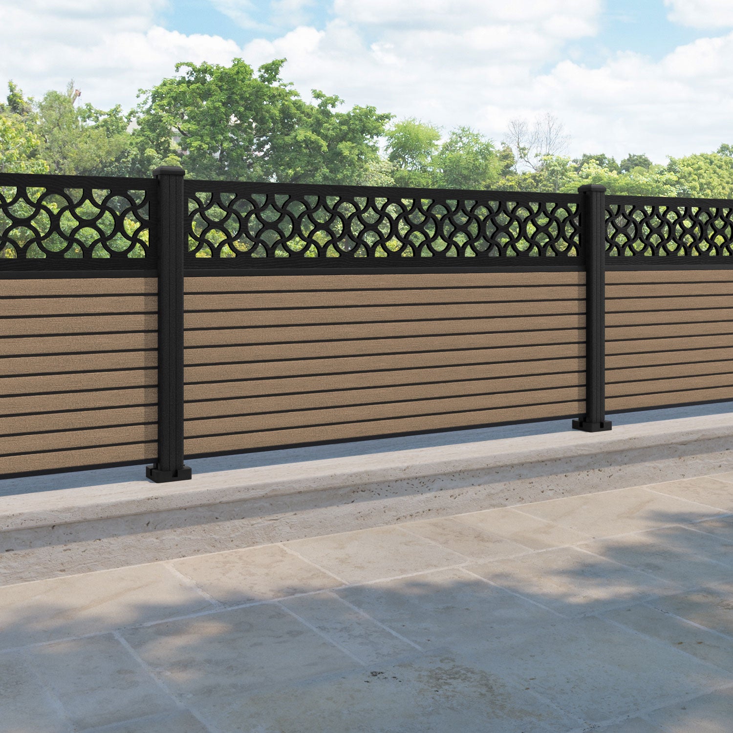 Hudson Vida Fence Panel - Teak - with our composite posts
