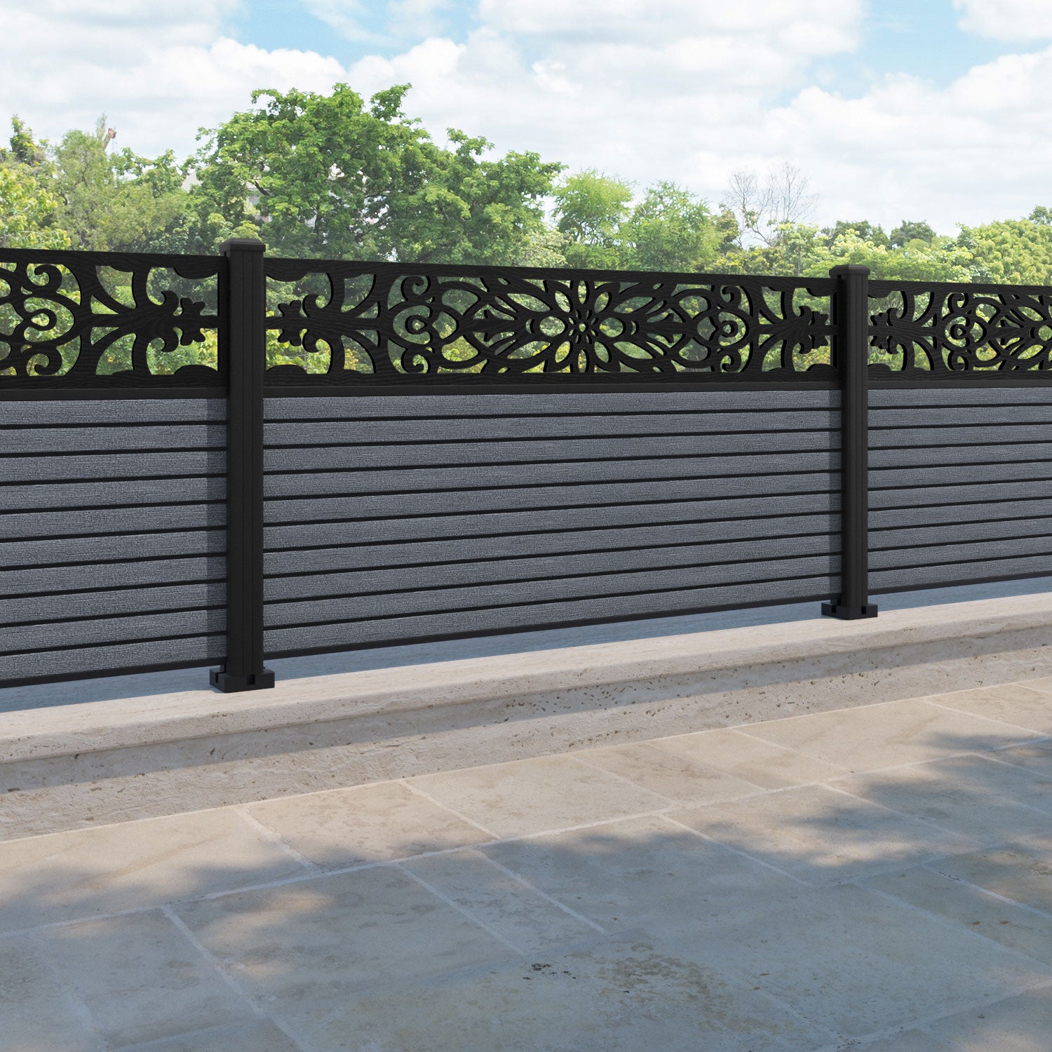 Hudson Windsor Fence Panel - Anthracite - with our aluminium posts