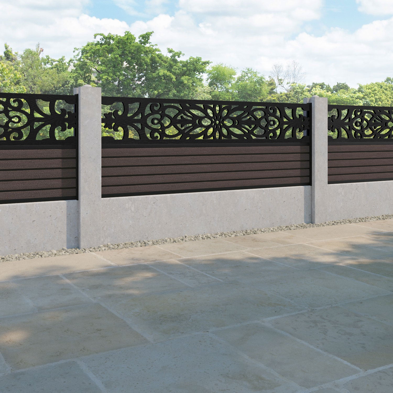 Hudson Windsor Fence Panel - Mid Brown - for existing concrete posts