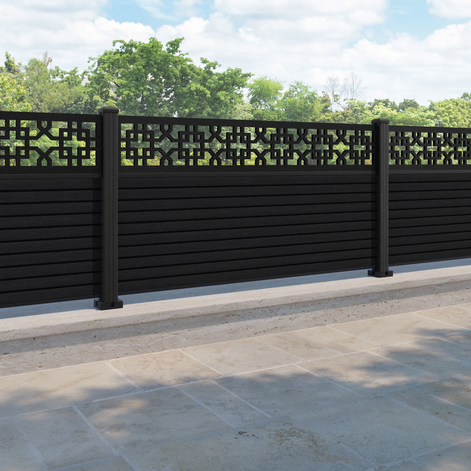 Hudson Zaria Fence Panel - Black - with our composite posts