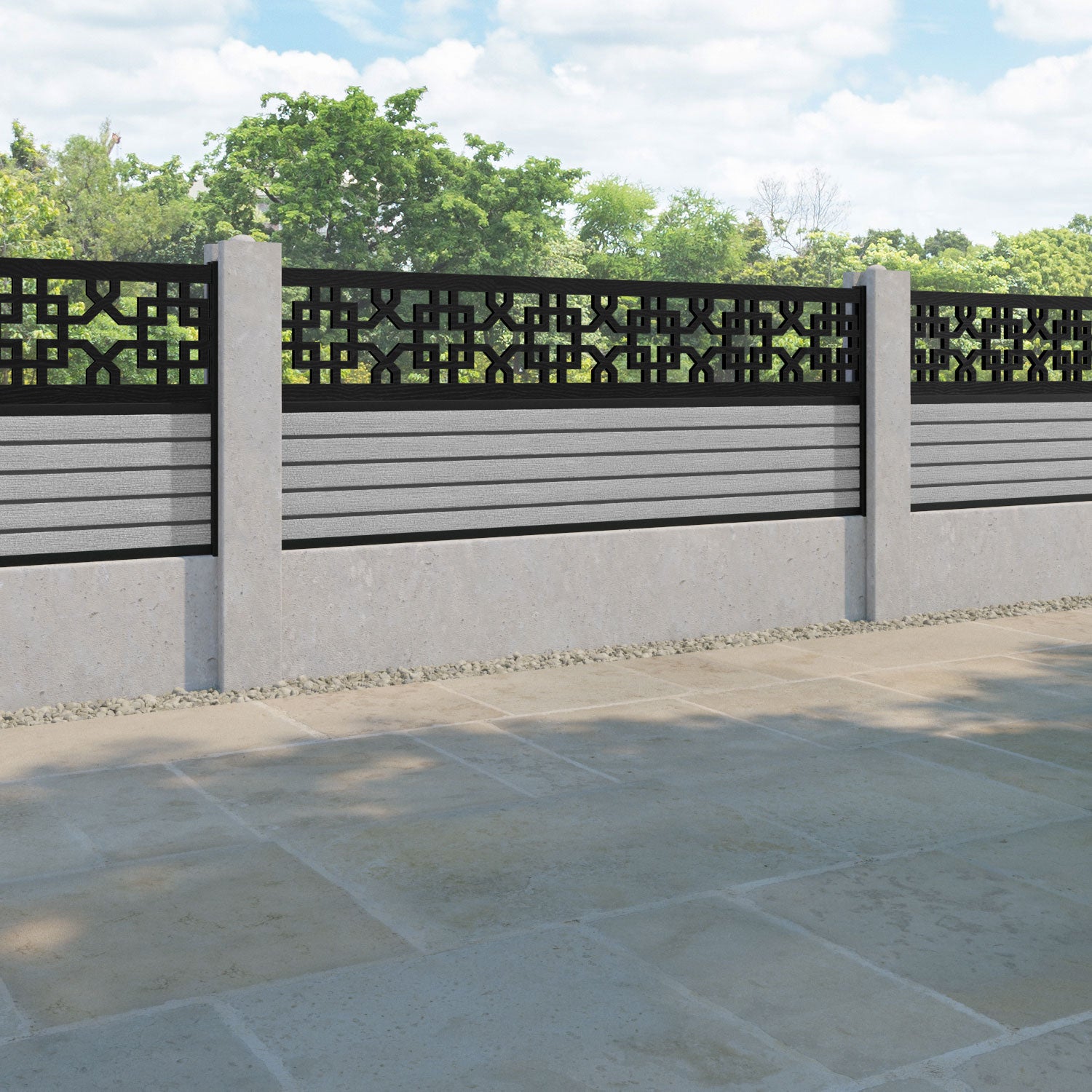 Hudson Zaria Fence Panel - Light Grey - for existing concrete posts