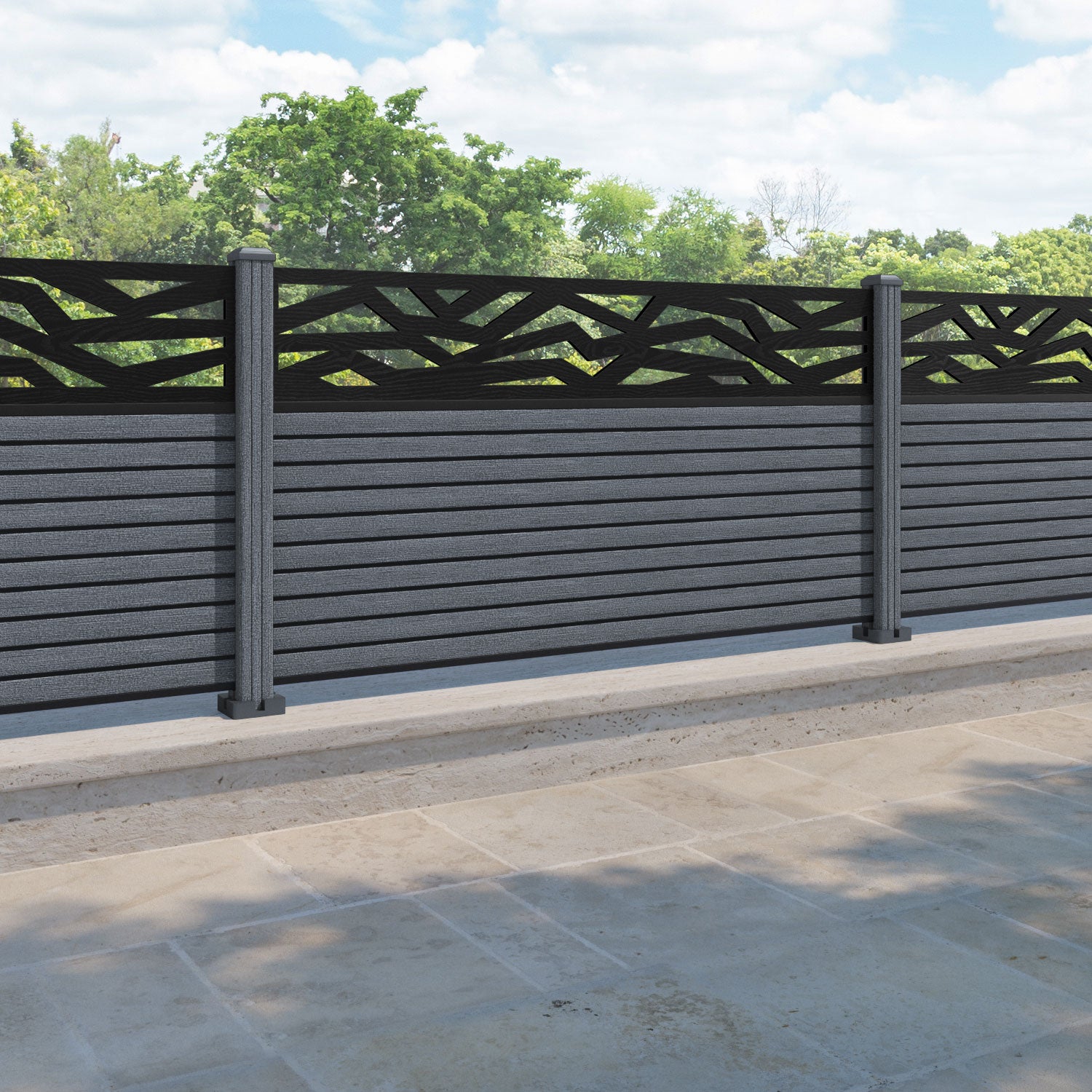 Hudson Zenith Fence Panel - Anthracite - with our composite posts