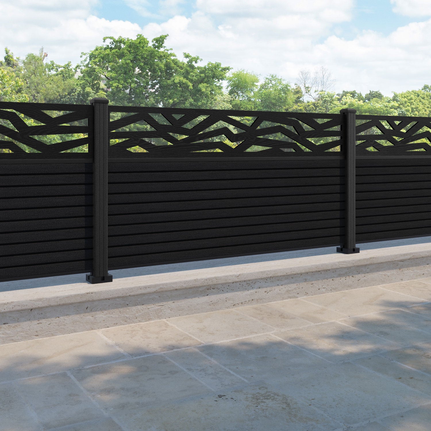 Hudson Zenith Fence Panel - Black - with our composite posts