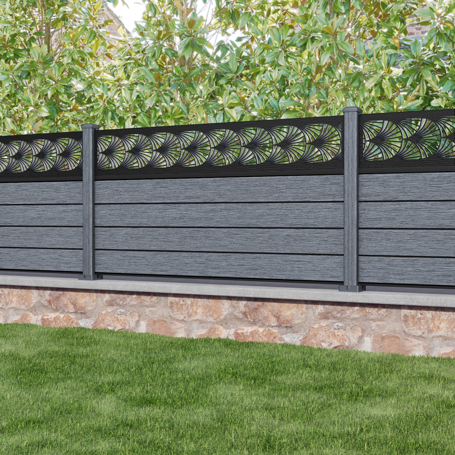 Fusion Laurel Fence Panel - Anthracite - with our composite posts