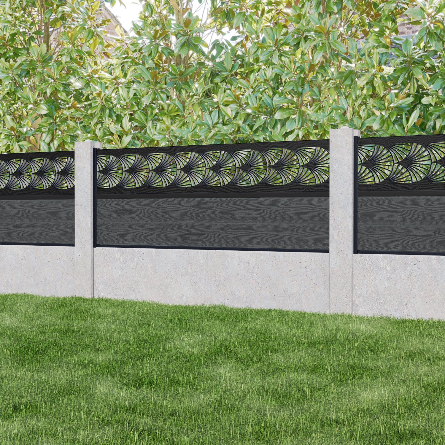 Classic Laurel Fence Panel - Dark Grey - for existing concrete posts
