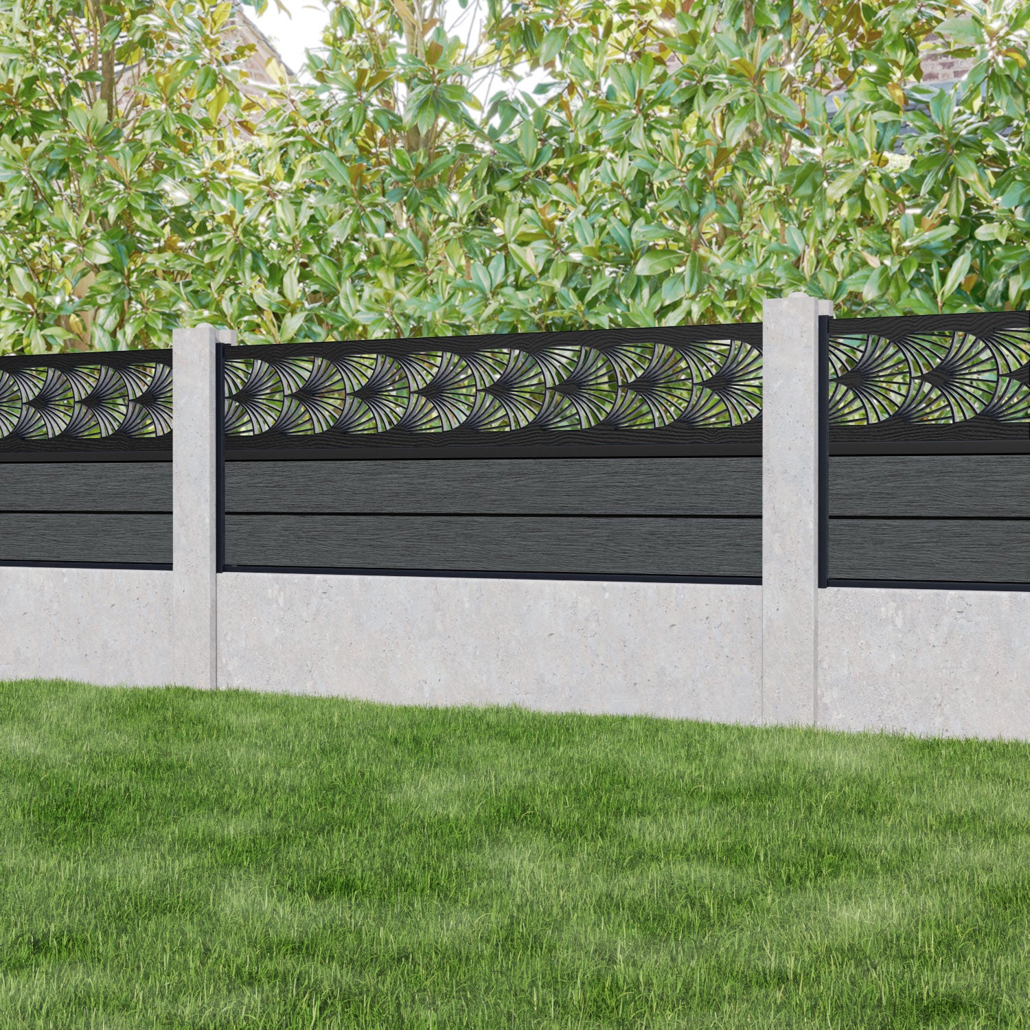 Fusion Laurel Fence Panel - Dark Grey - for existing concrete posts