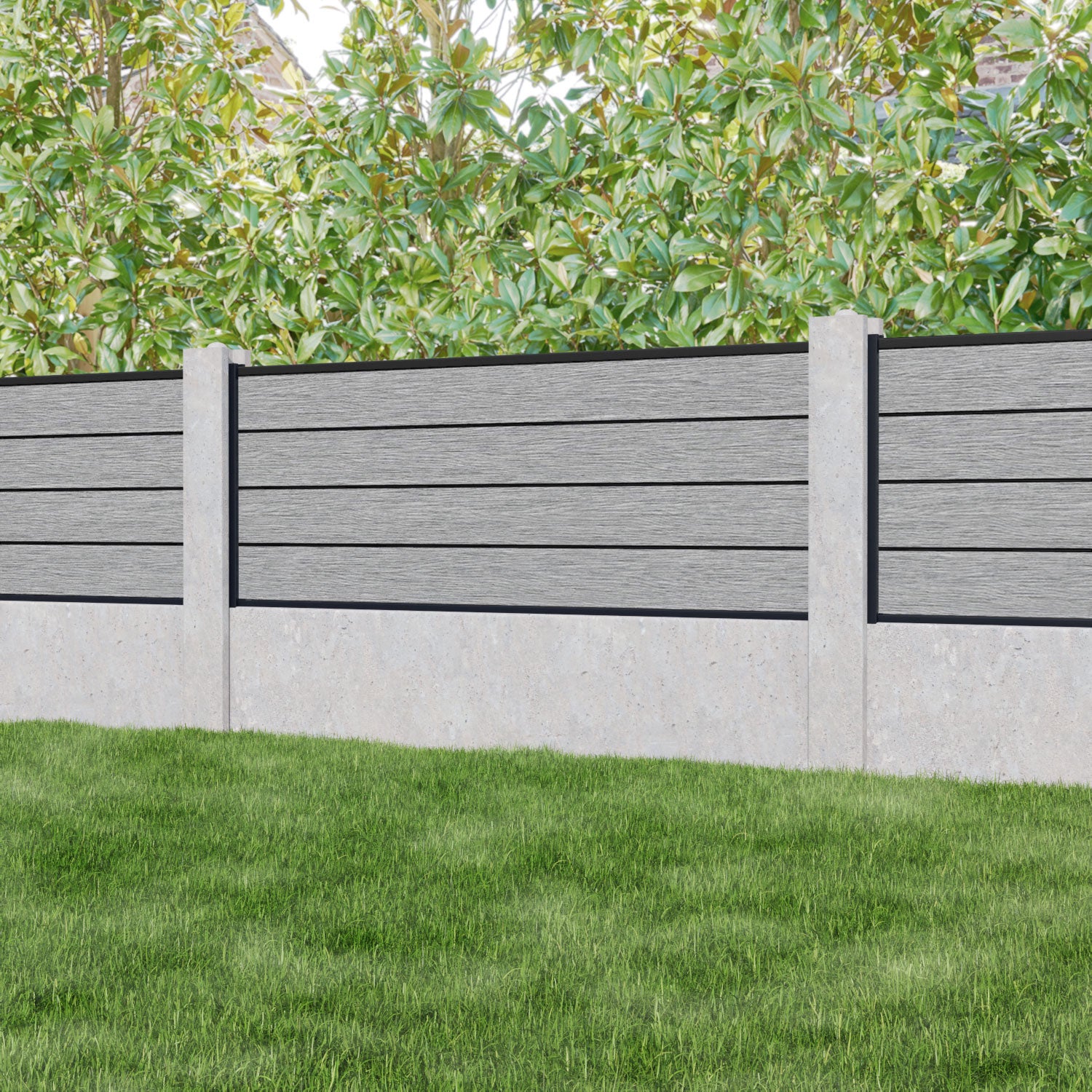Fusion Fence Panel - Light Grey - for existing concrete posts
