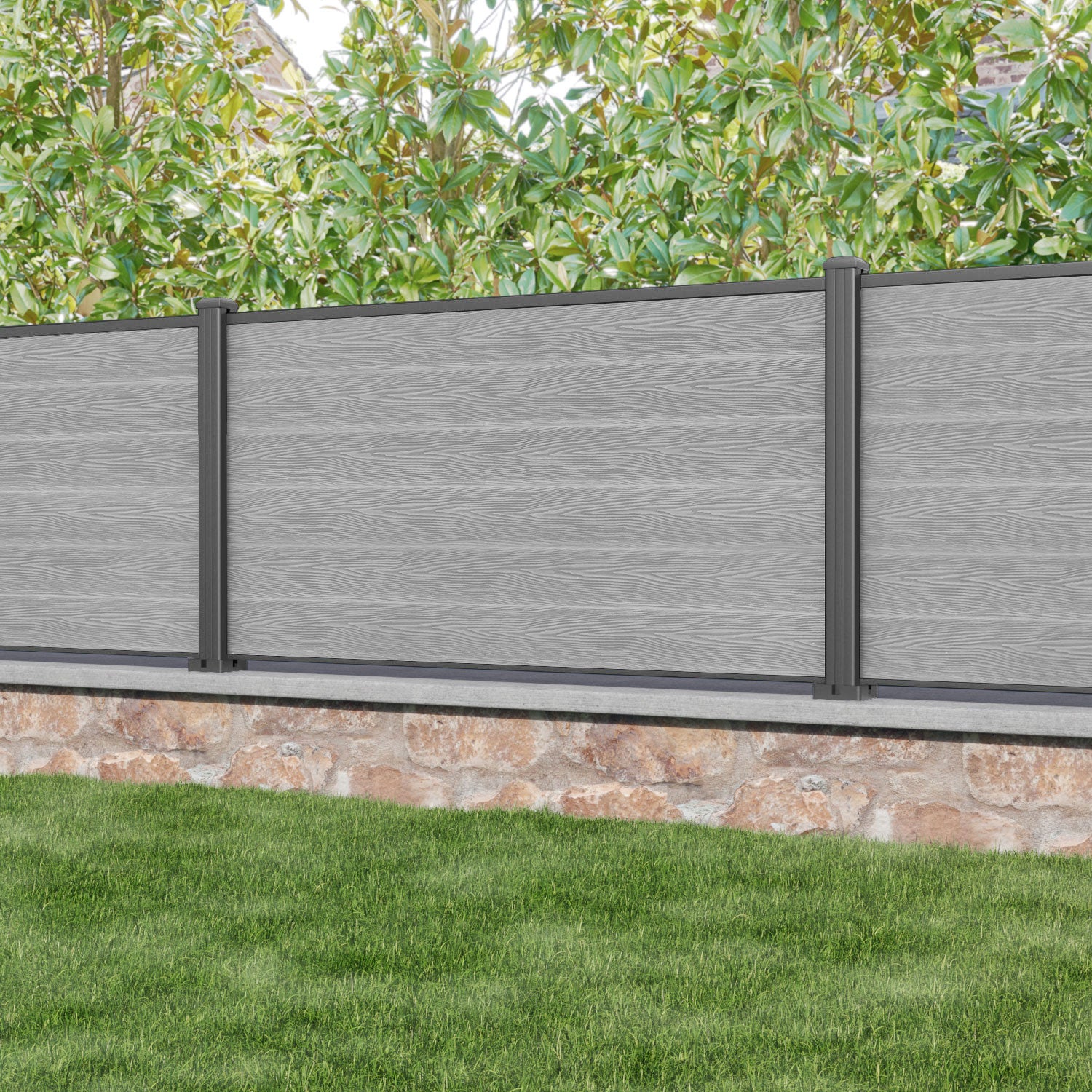 Classic Fence Panel - Light Grey - with our aluminium posts