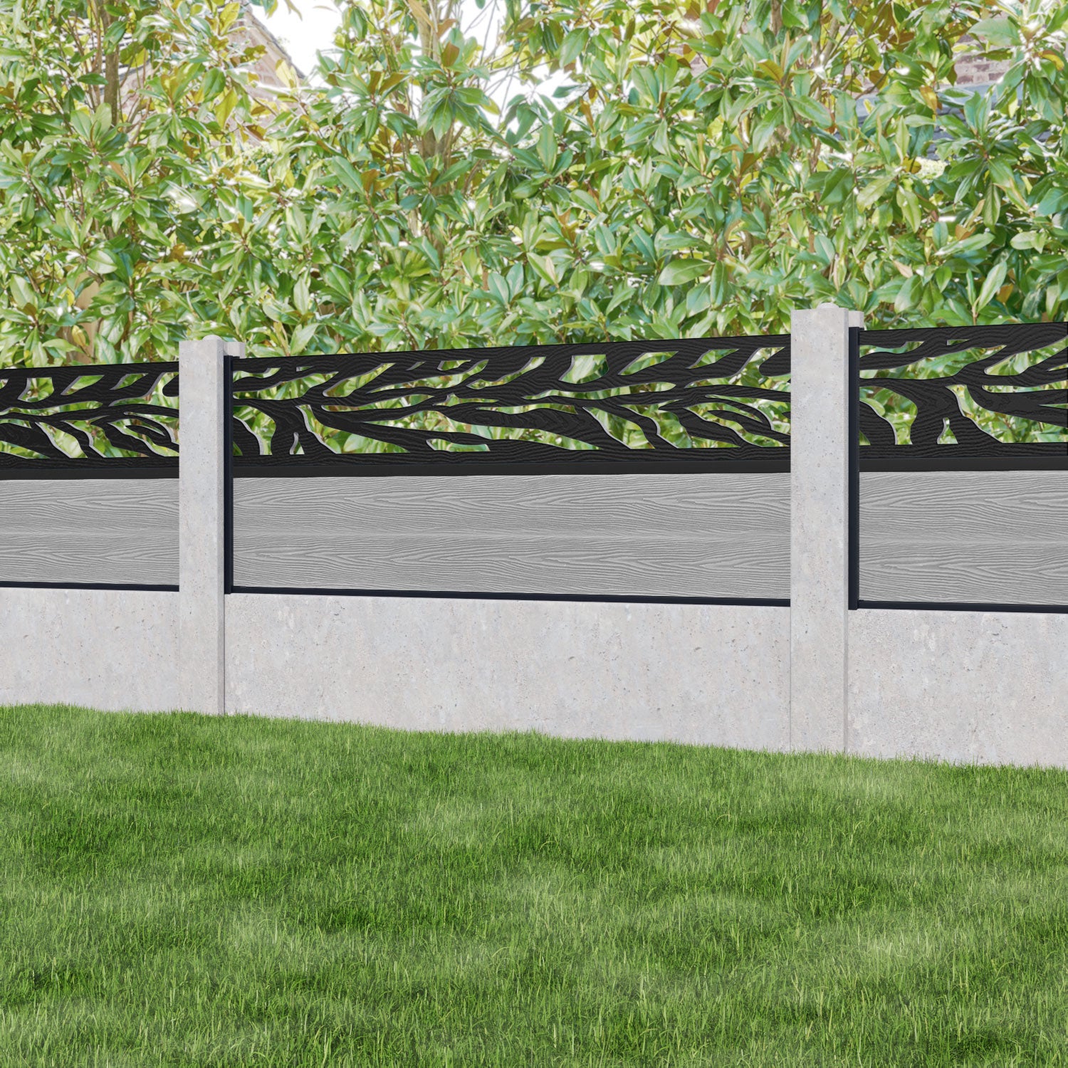 Classic Malawi Fence Panel - Light Grey - for existing concrete posts