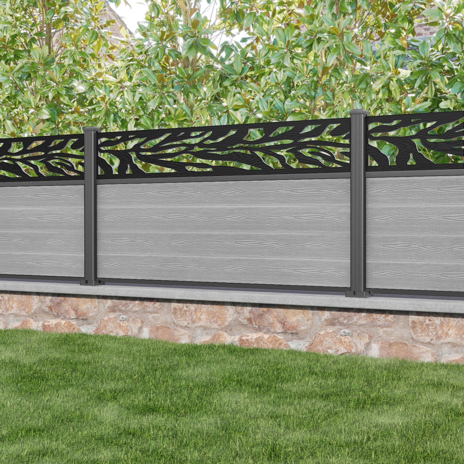Classic Malawi Fence Panel - Light Grey - with our aluminium posts