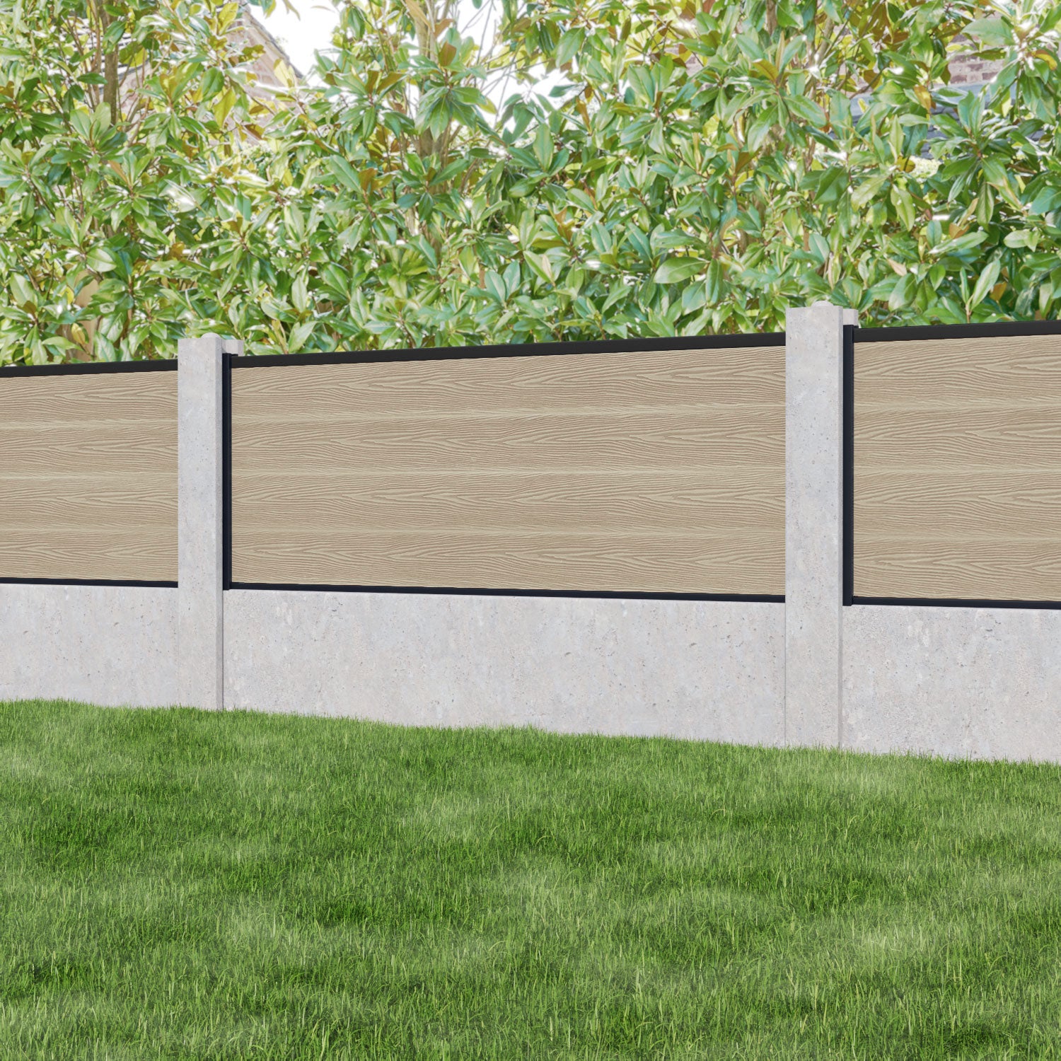 Classic Fence Panel - Light Oak - for existing concrete posts