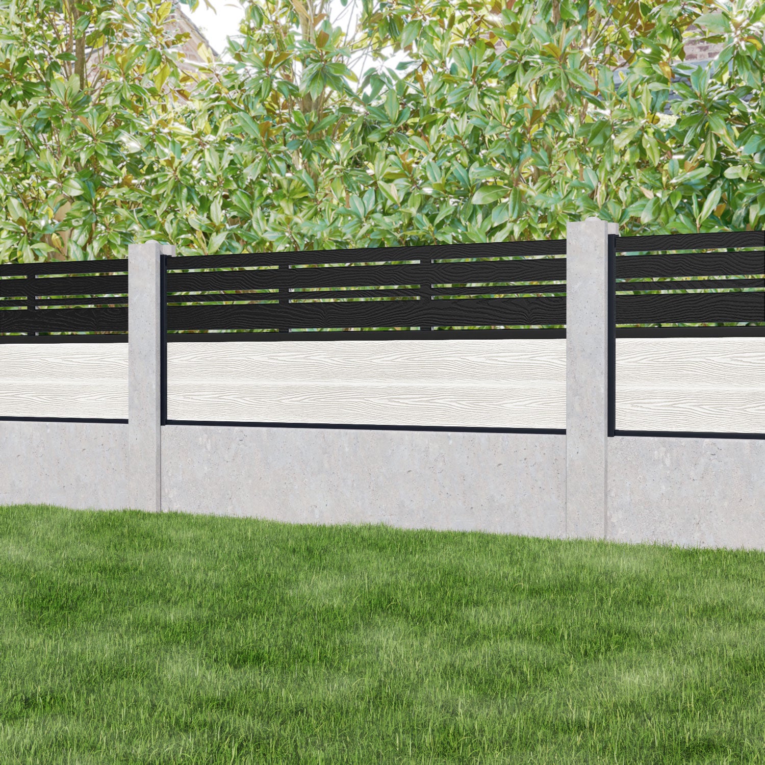 Classic Linea Fence Panel - Light Stone - for existing concrete posts