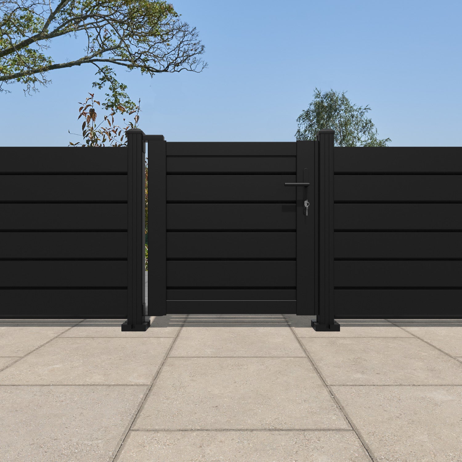 Louvre Aluminium Pedestrian Gate - Black