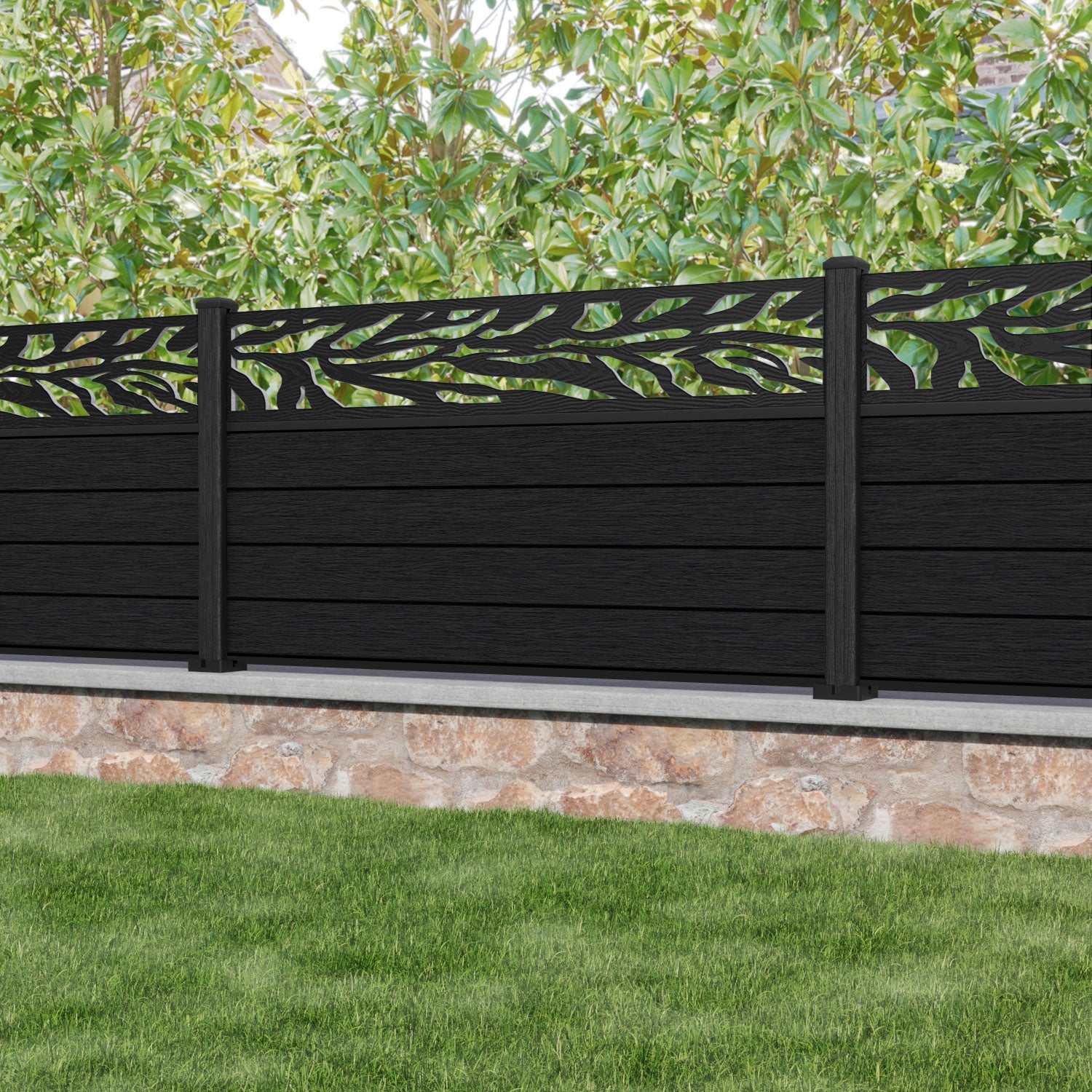 Fusion Malawi Fence Panel - Black - with our composite posts