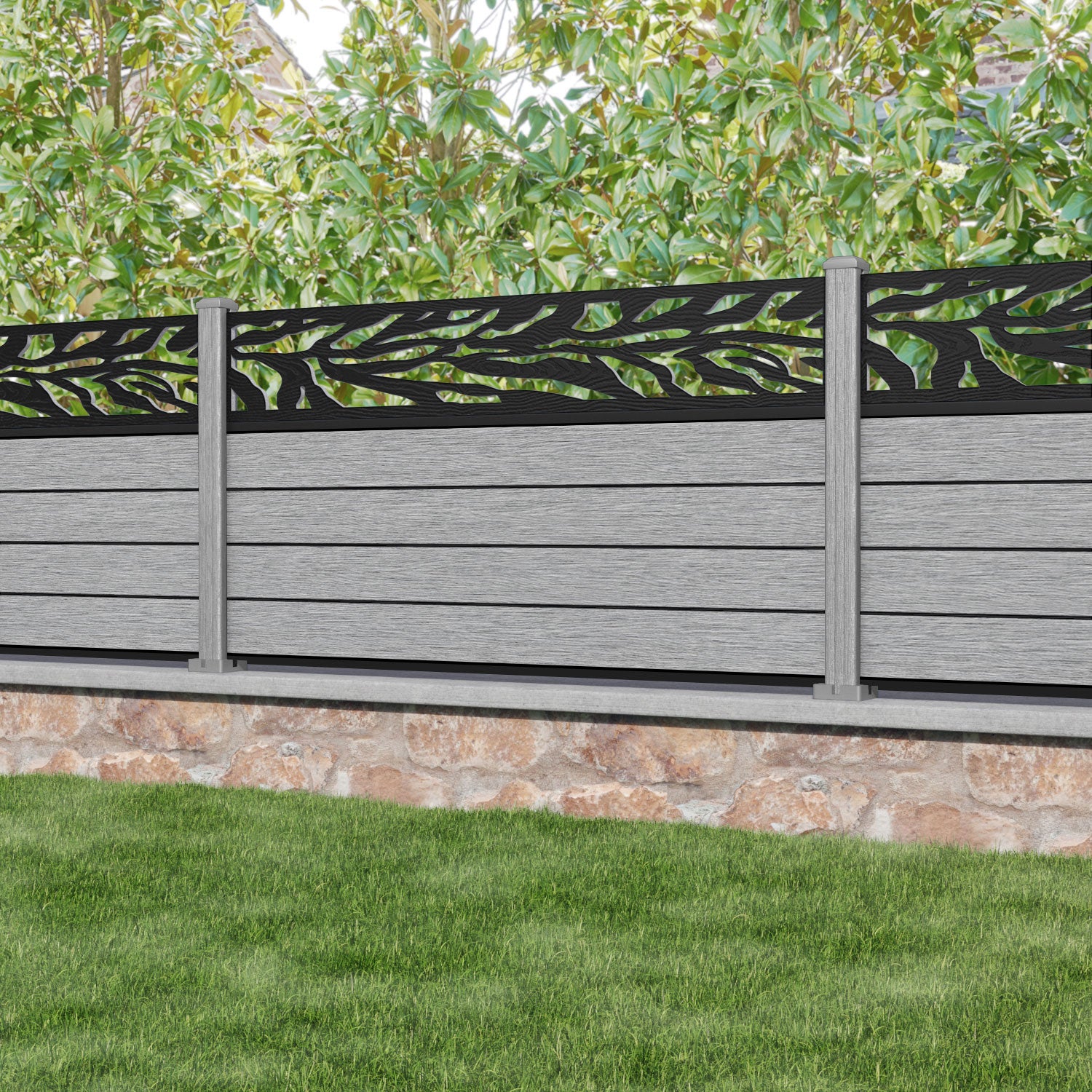 Fusion Malawi Fence Panel - Light Grey - with our composite posts