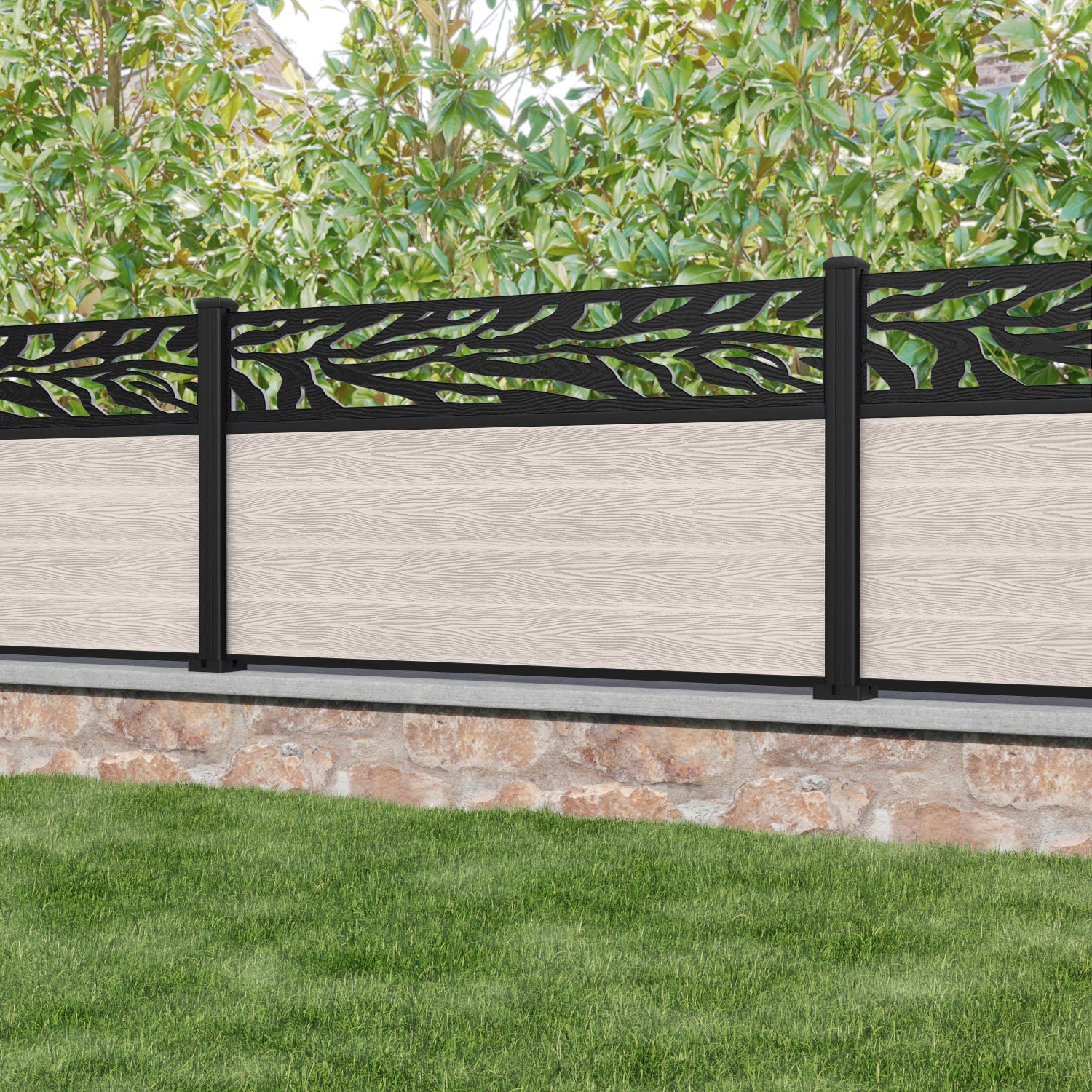 Classic Malawi Fence Panel - Mid Stone - with our aluminium posts