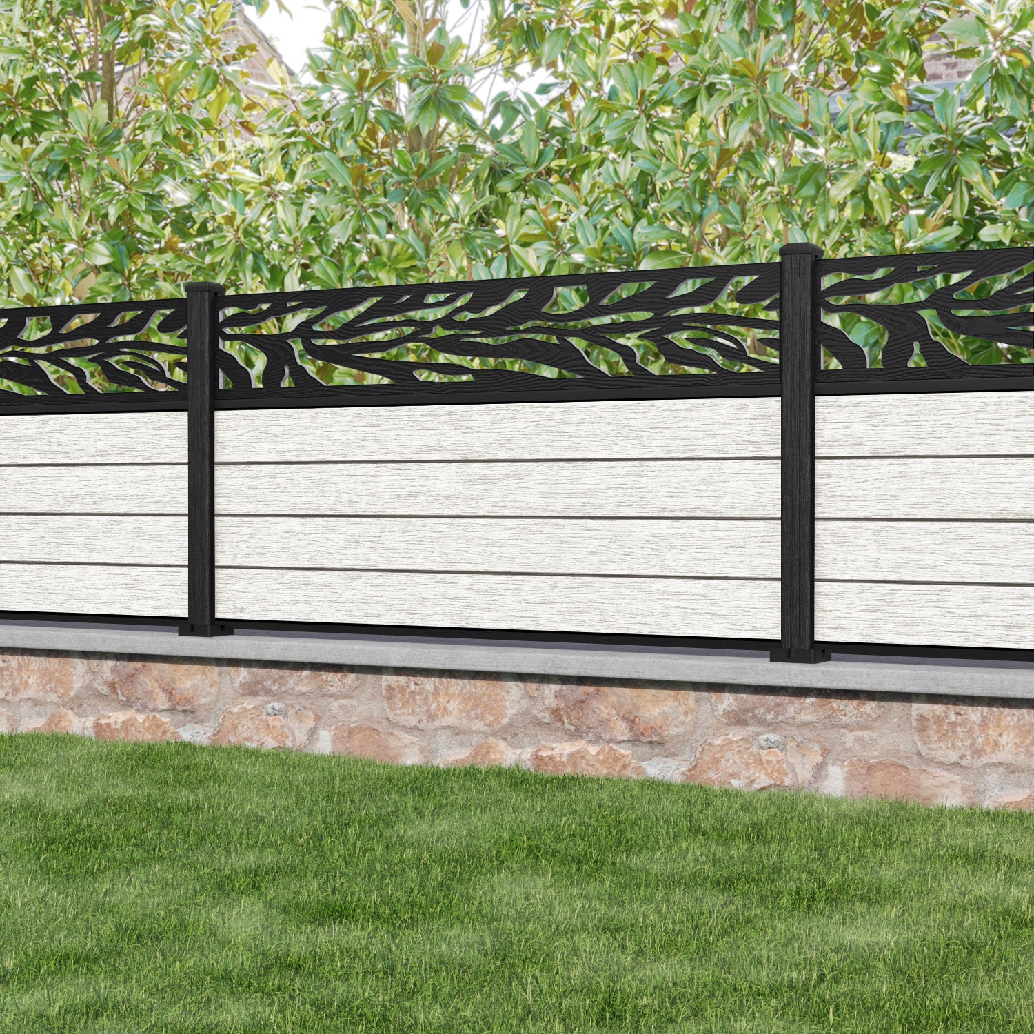 Fusion Malawi Fence Panel - Light Stone - with our composite posts