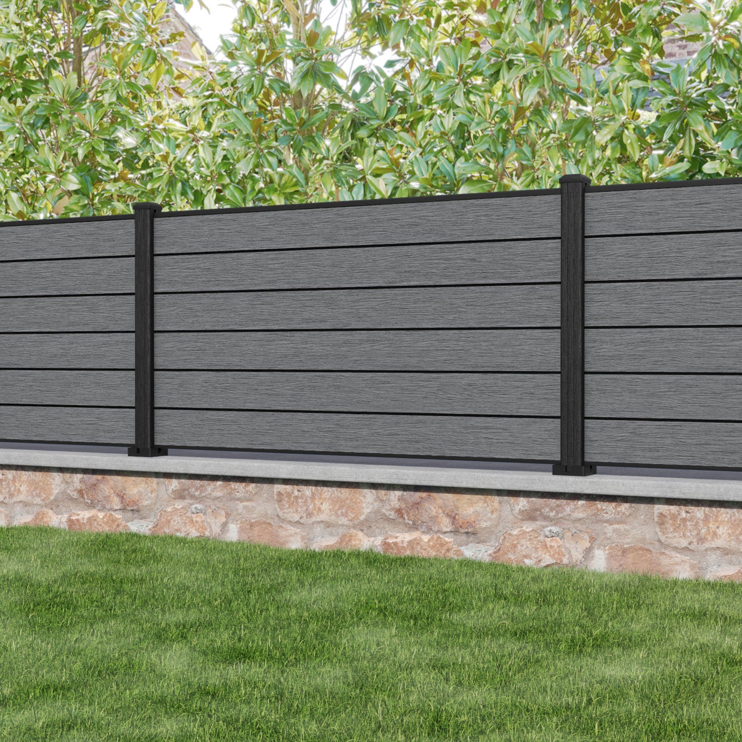 Fusion Fence Panel - Mid Grey - with our composite posts