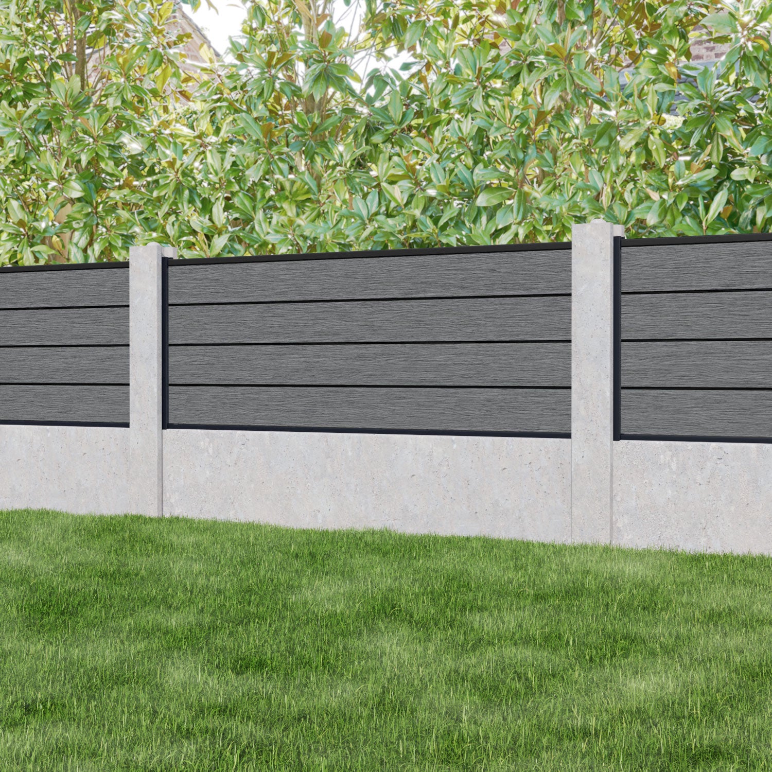 Fusion Fence Panel - Mid Grey - for existing concrete posts