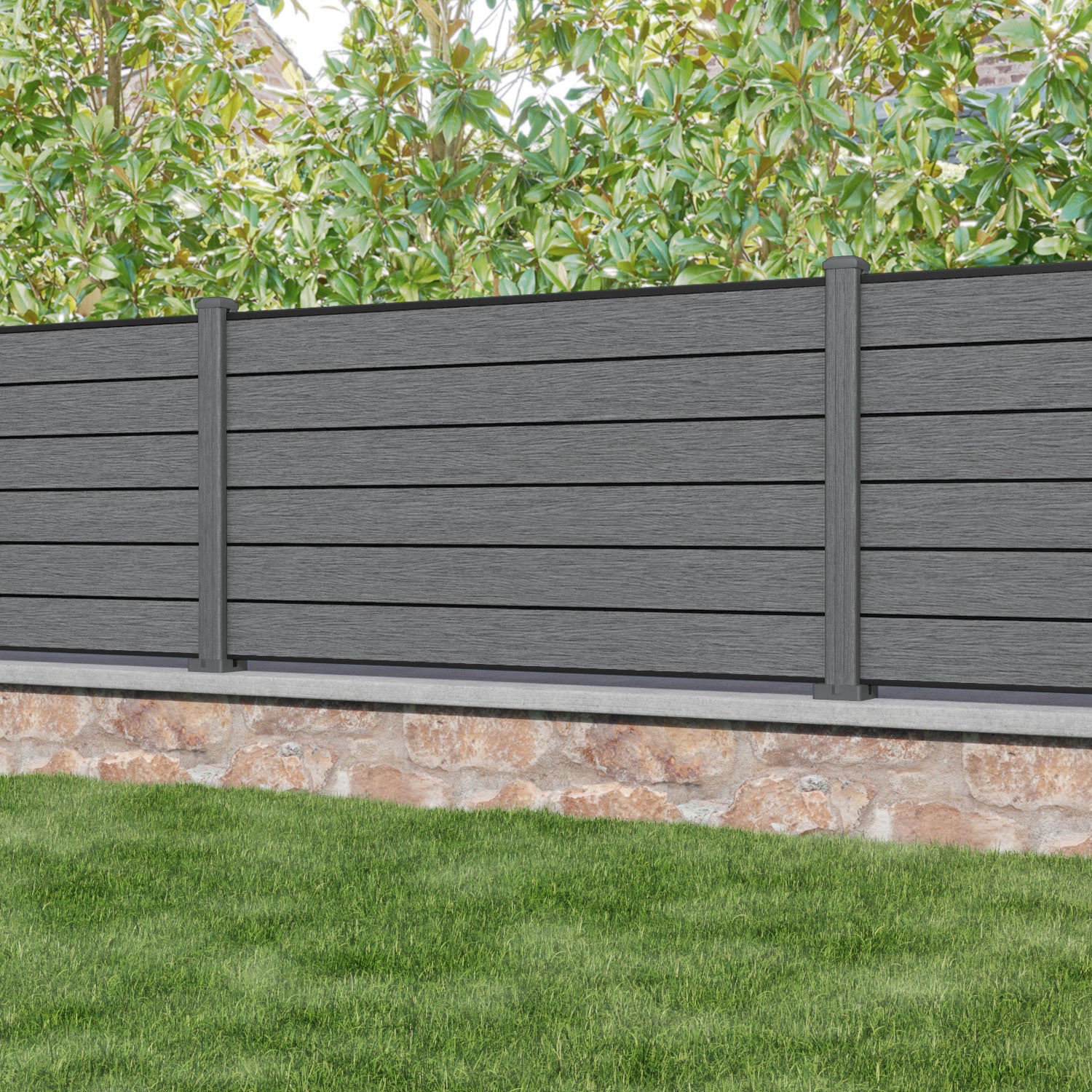 Fusion Fence Panel - Mid Grey - with our composite posts