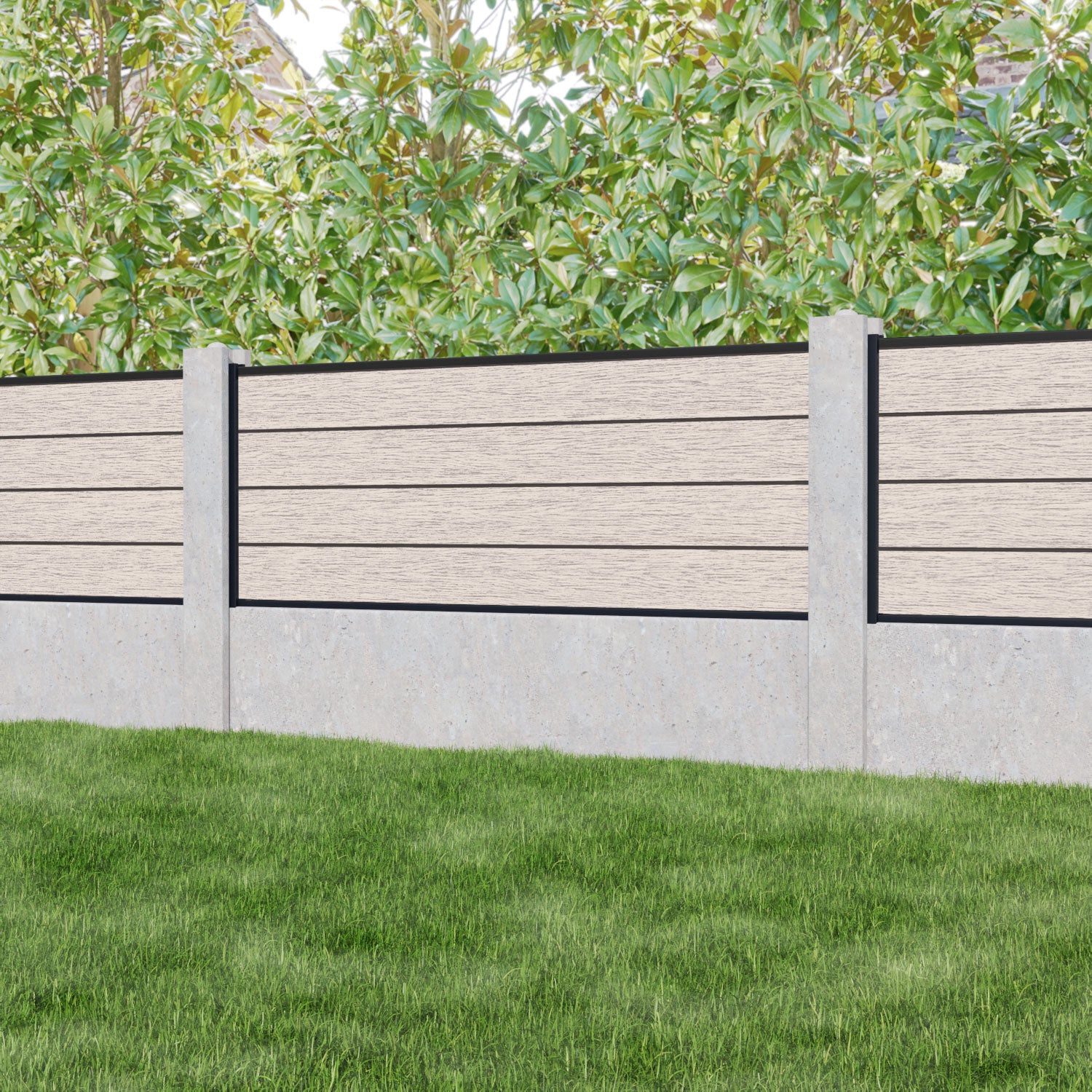 Fusion Fence Panel - Mid Stone - for existing concrete posts