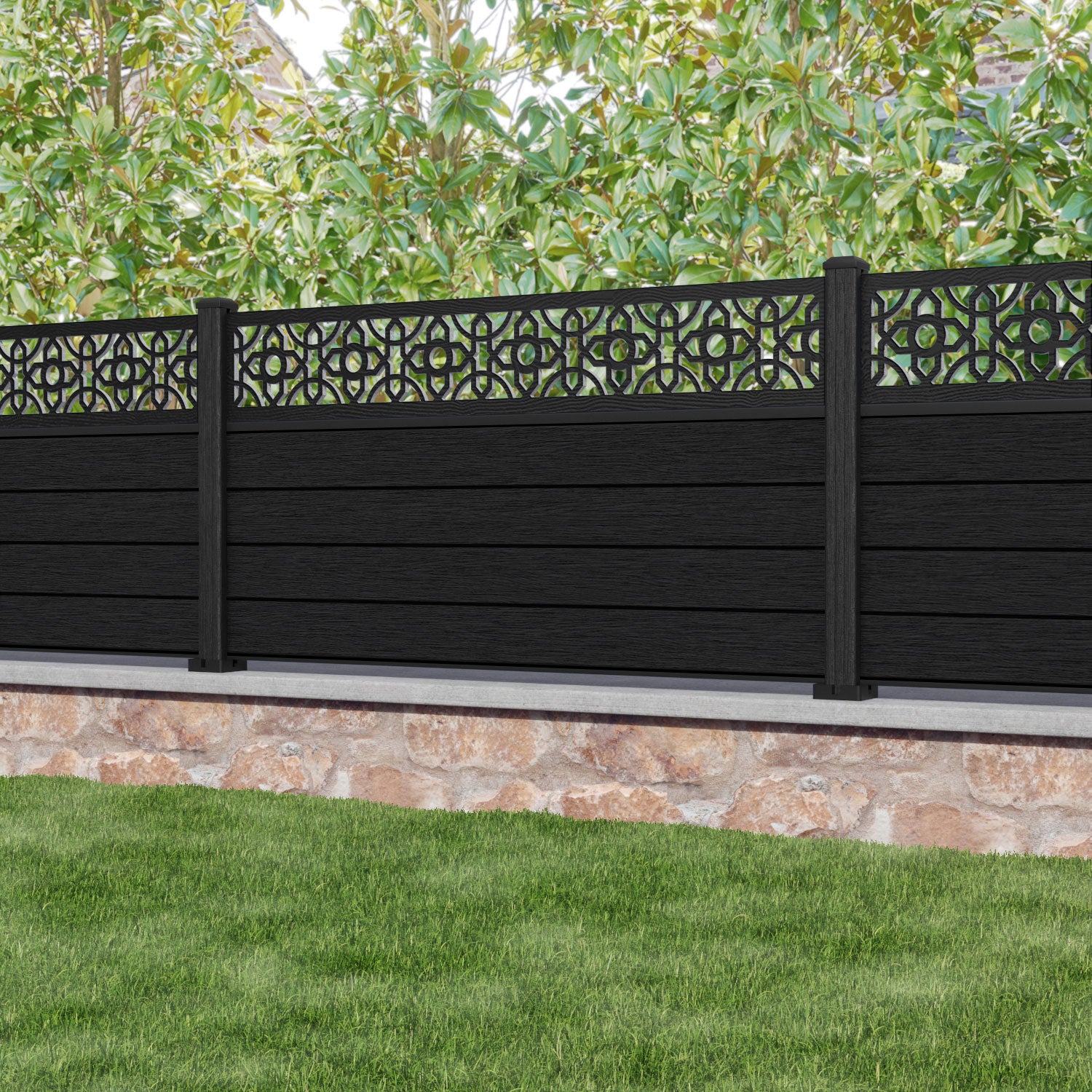 Fusion Nabila Fence Panel - Black - with our composite posts
