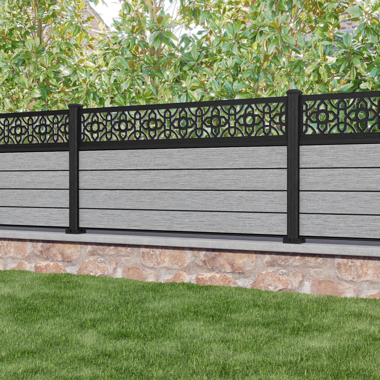 Fusion Nabila Fence Panel - Light Grey - with our composite posts