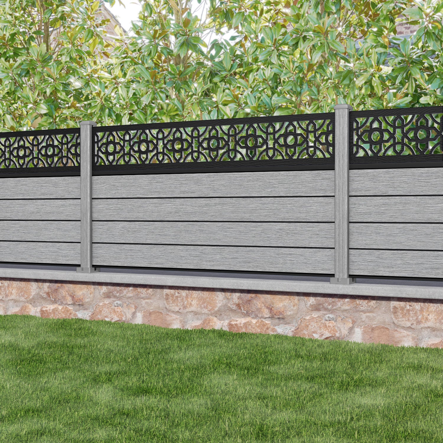 Fusion Nabila Fence Panel - Light Grey - with our composite posts