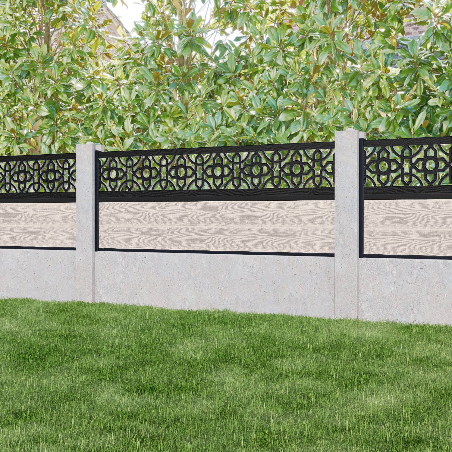 Classic Nabila Fence Panel - Mid Stone - for existing concrete posts