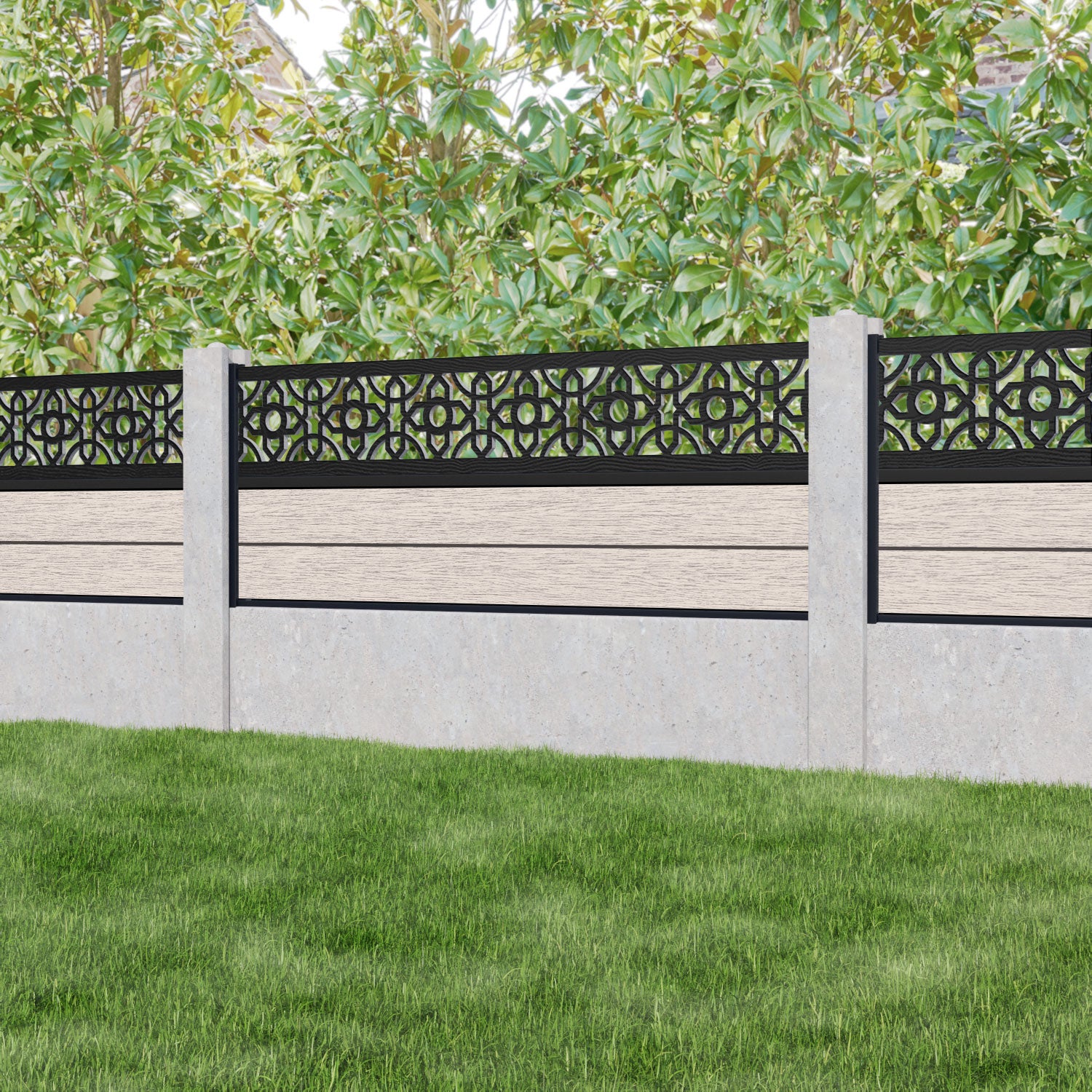 Fusion Nabila Fence Panel - Mid Stone - for existing concrete posts