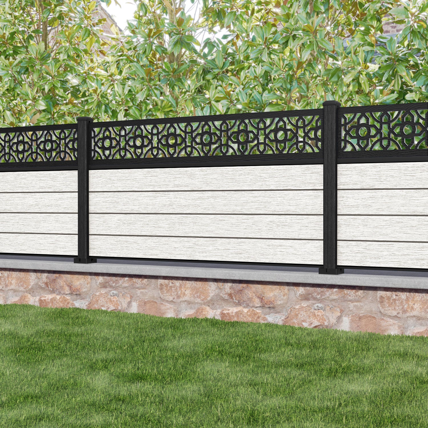 Fusion Nabila Fence Panel - Light Stone - with our composite posts