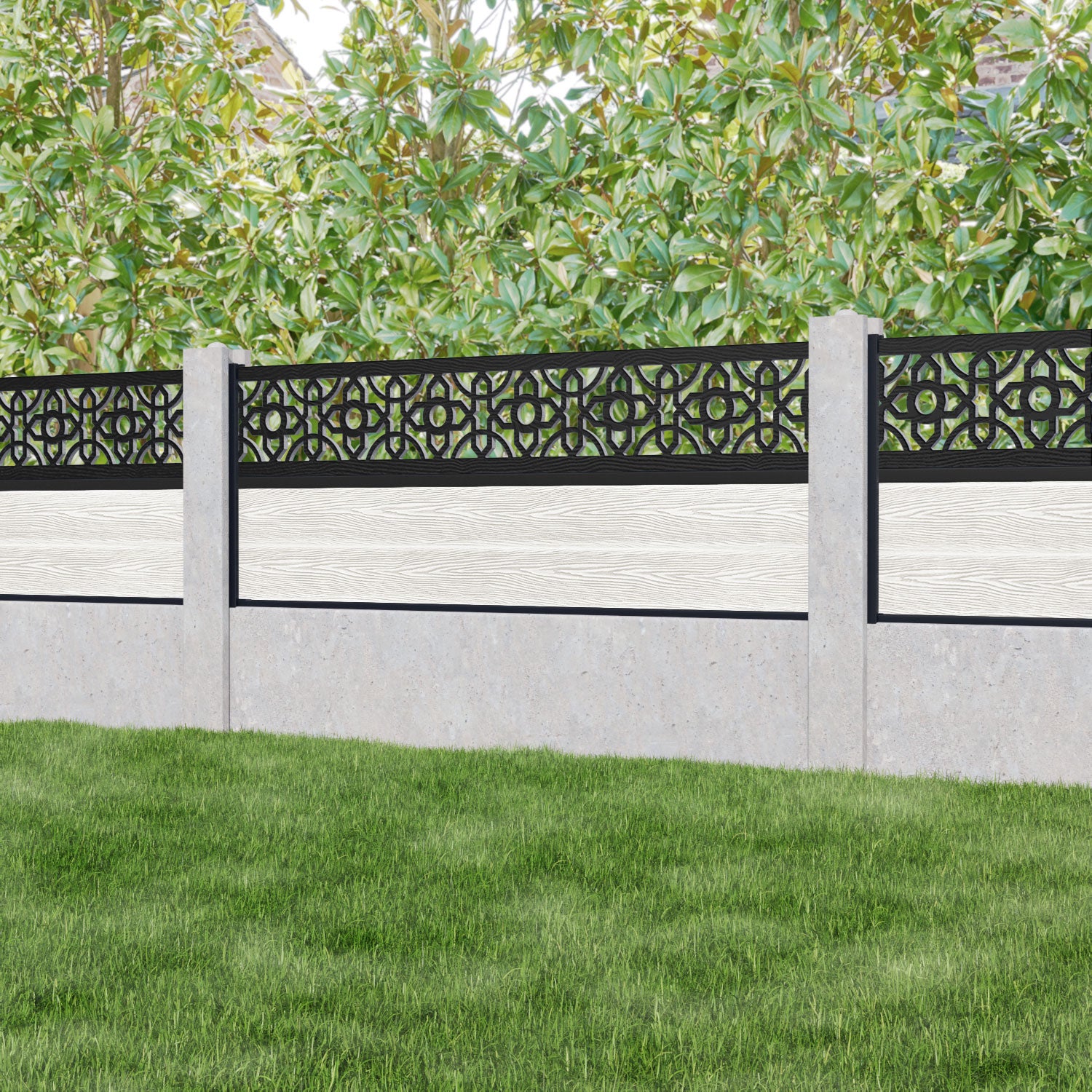 Classic Nabila Fence Panel - Light Stone - for existing concrete posts