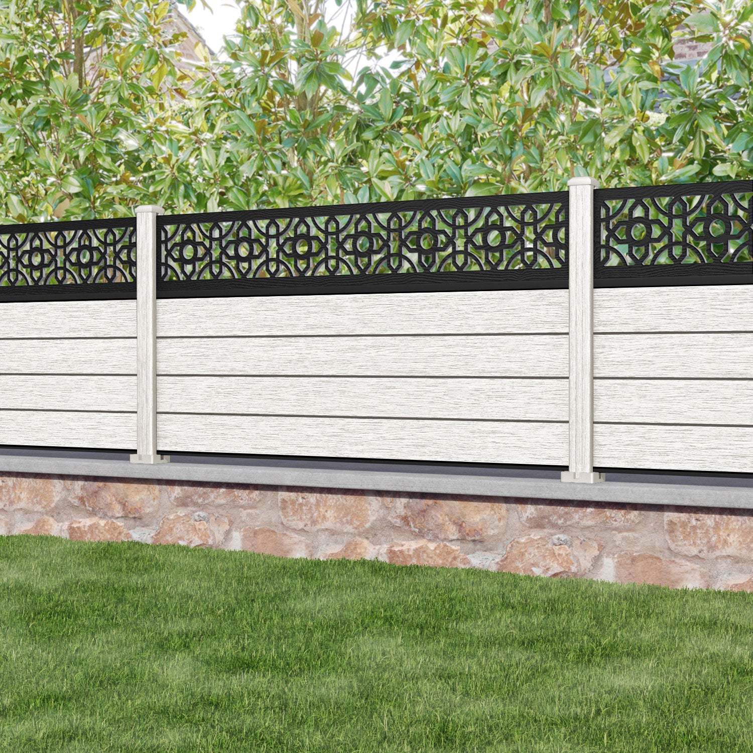Fusion Nabila Fence Panel - Light Stone - with our composite posts