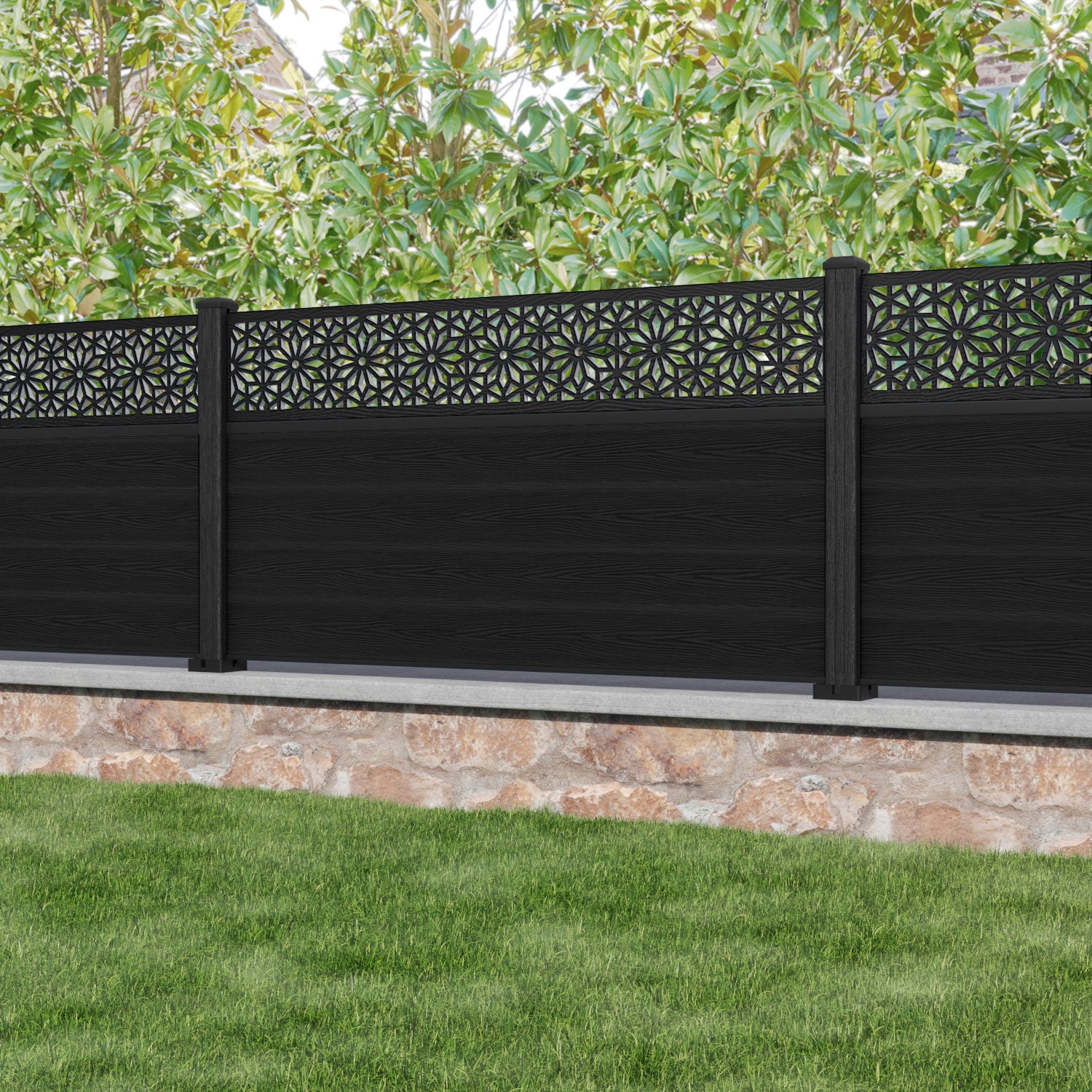 Classic Narwa Fence Panel - Black - with our composite posts