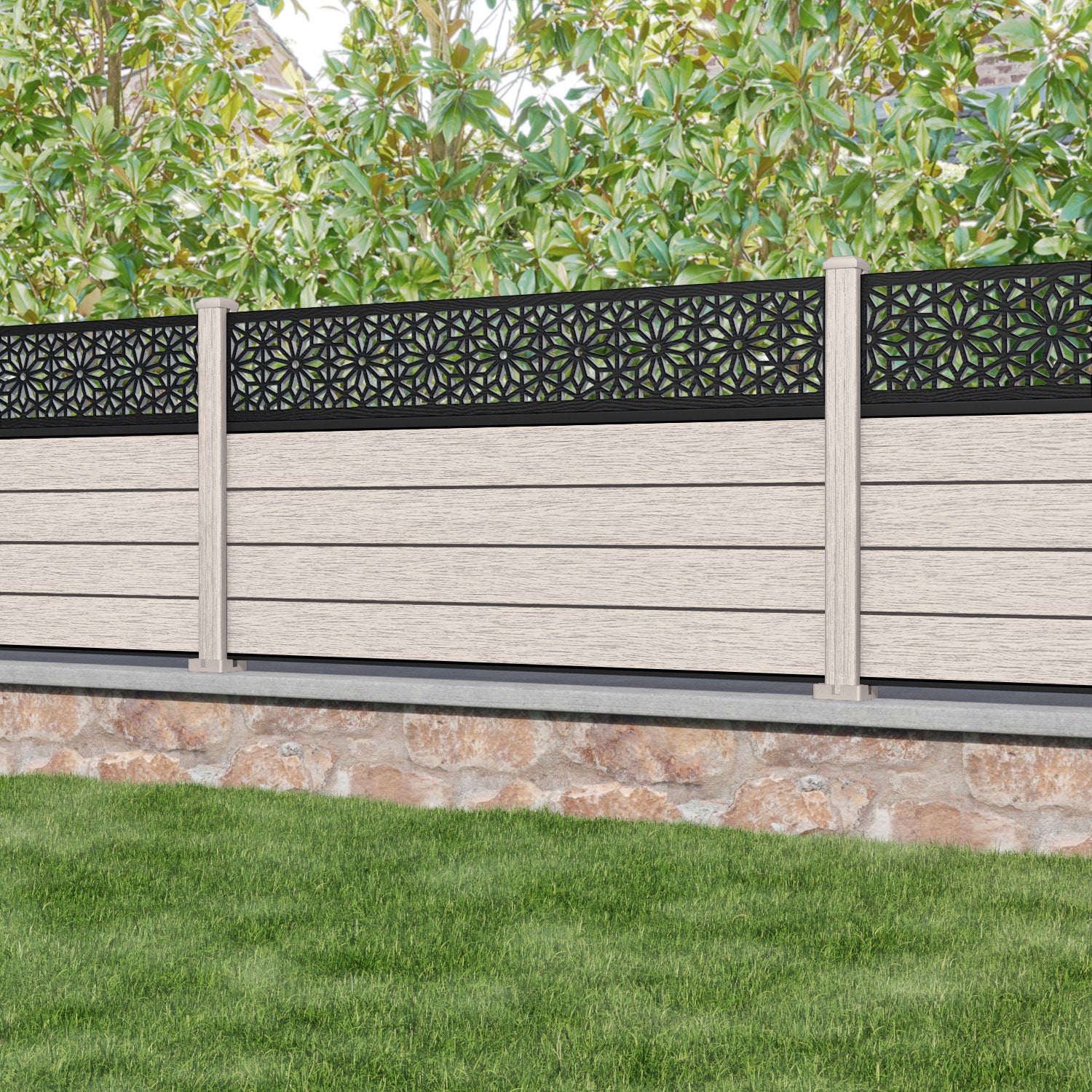 Fusion Narwa Fence Panel - Mid Stone - with our composite posts