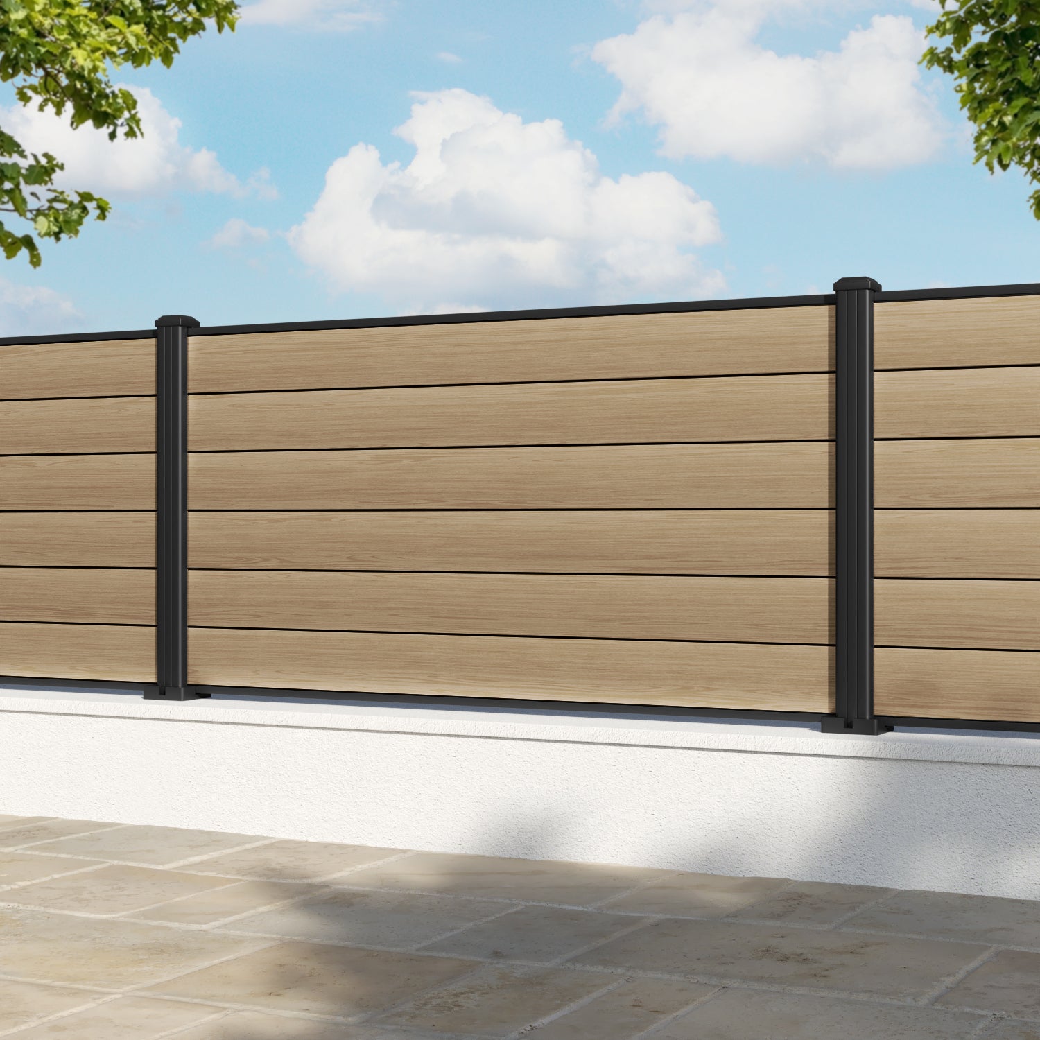 Gate Matching Aluminium Fence Panel - Natural Oak - with our aluminium posts