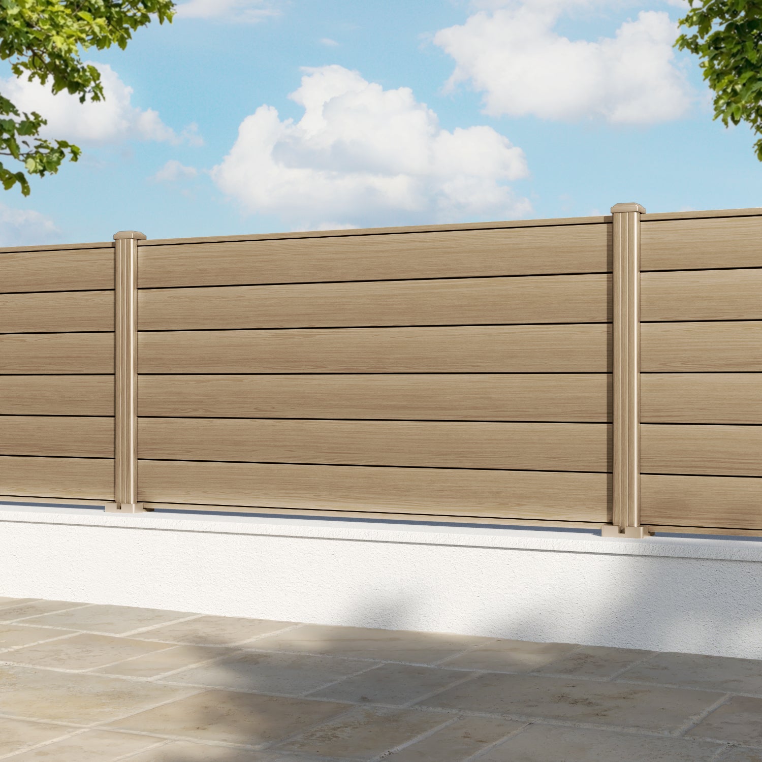 Gate Matching Aluminium Fence Panel - Natural Oak - with our aluminium posts