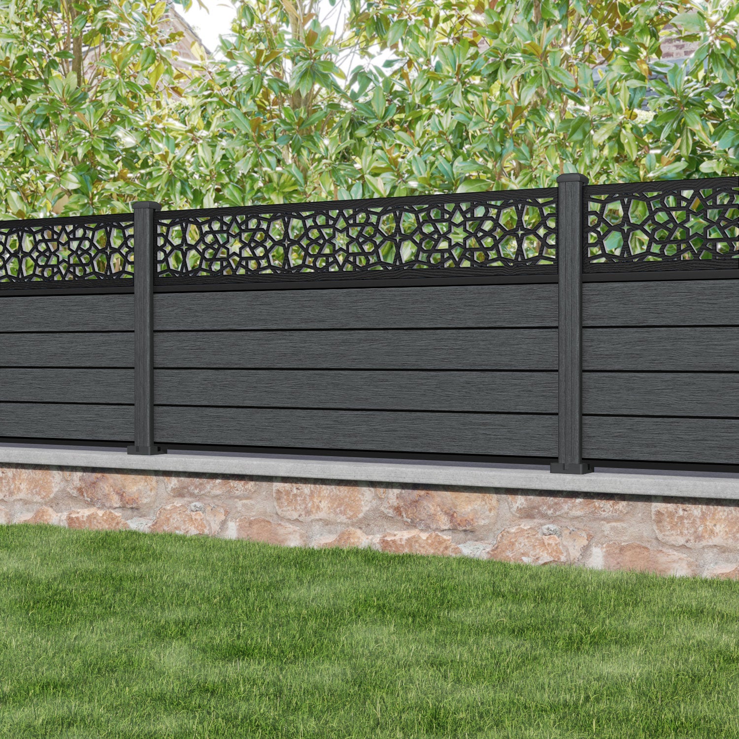 Fusion Nazira Fence Panel - Dark Grey - with our composite posts